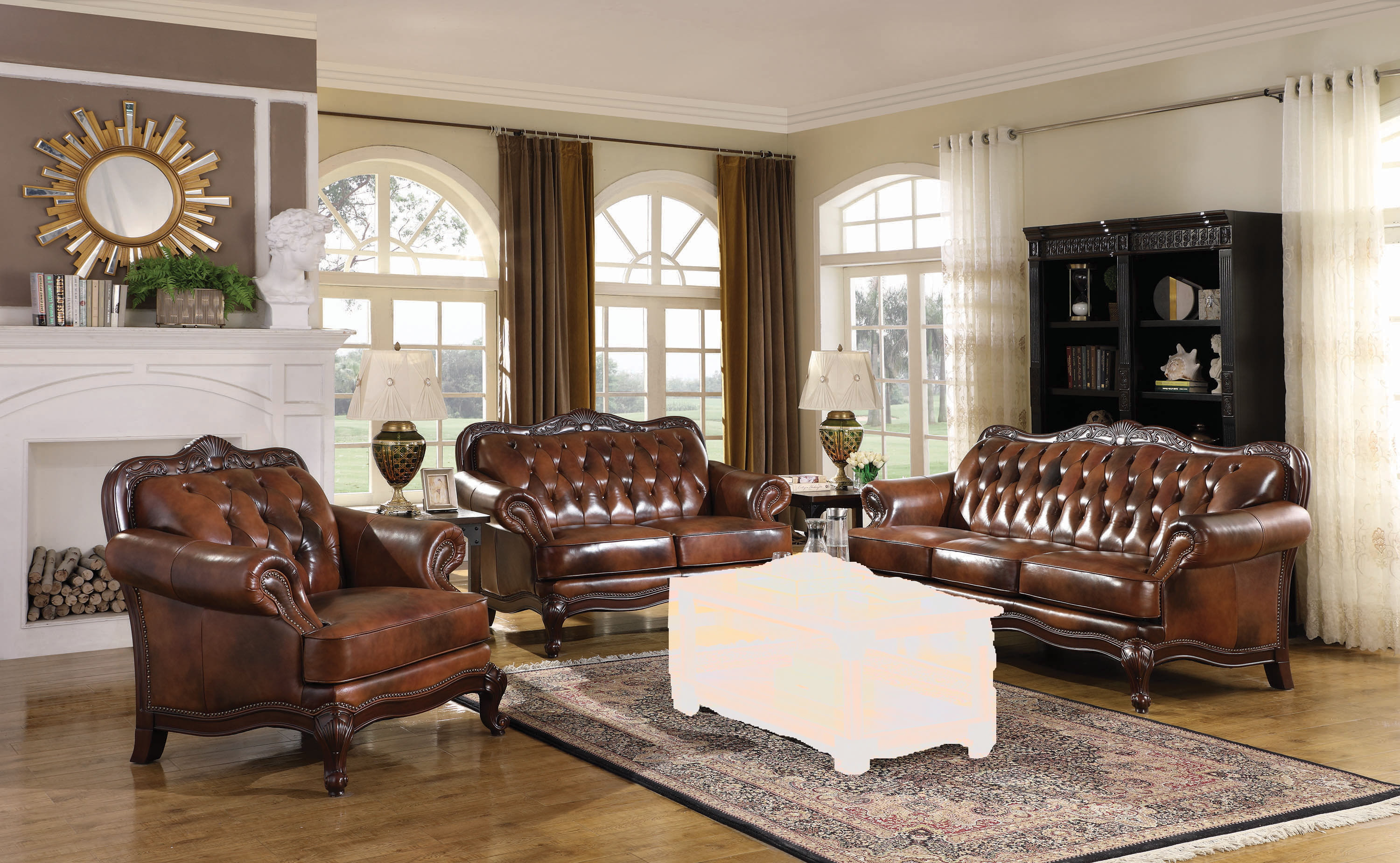 Coaster Furniture Victoria Tri Tone Brown 3pc Living Room Set