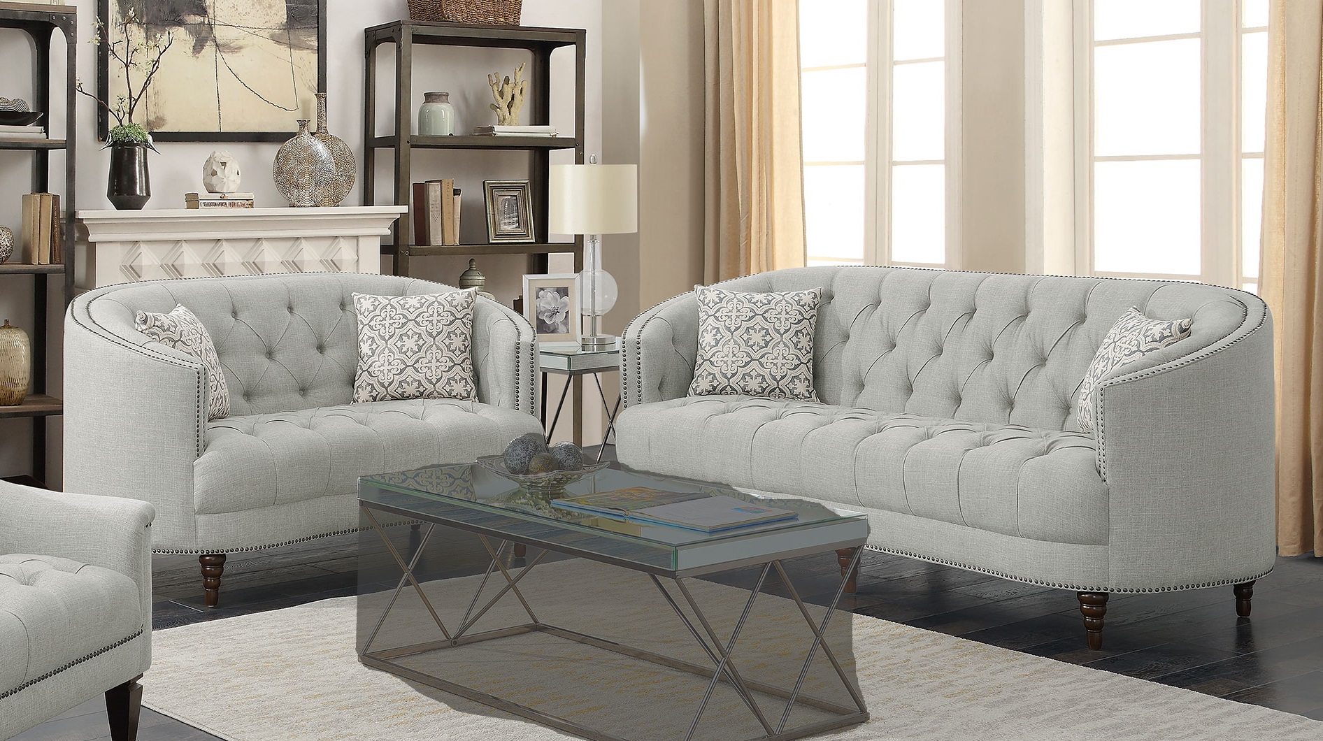 Coaster Furniture Avonlea Grey Fabric 2pc Living Room Set