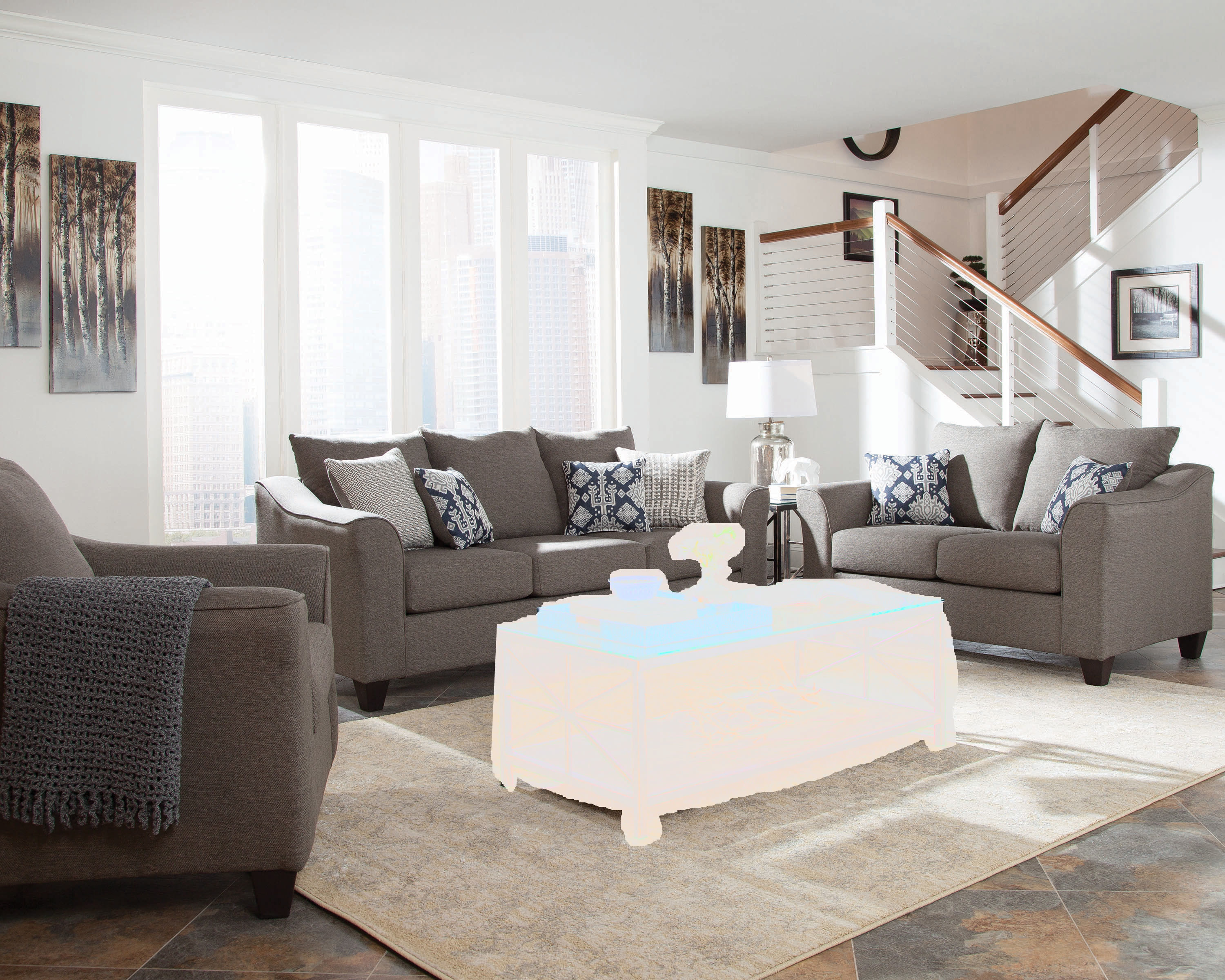 Coaster Furniture Salizar Charcoal Grey 3pc Living Room Set