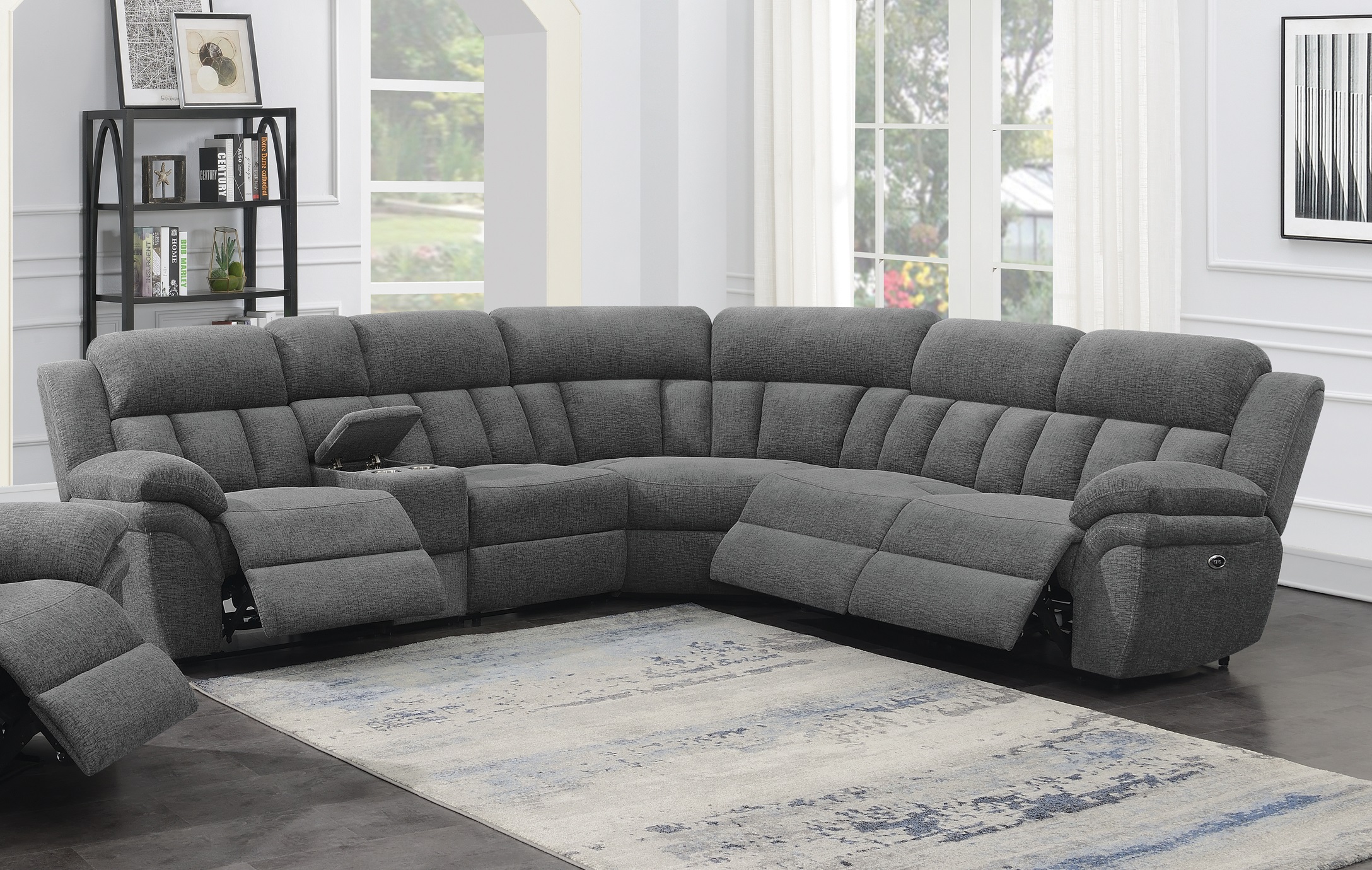 Coaster Furniture Bahrain Charcoal 6pc Power Sectional