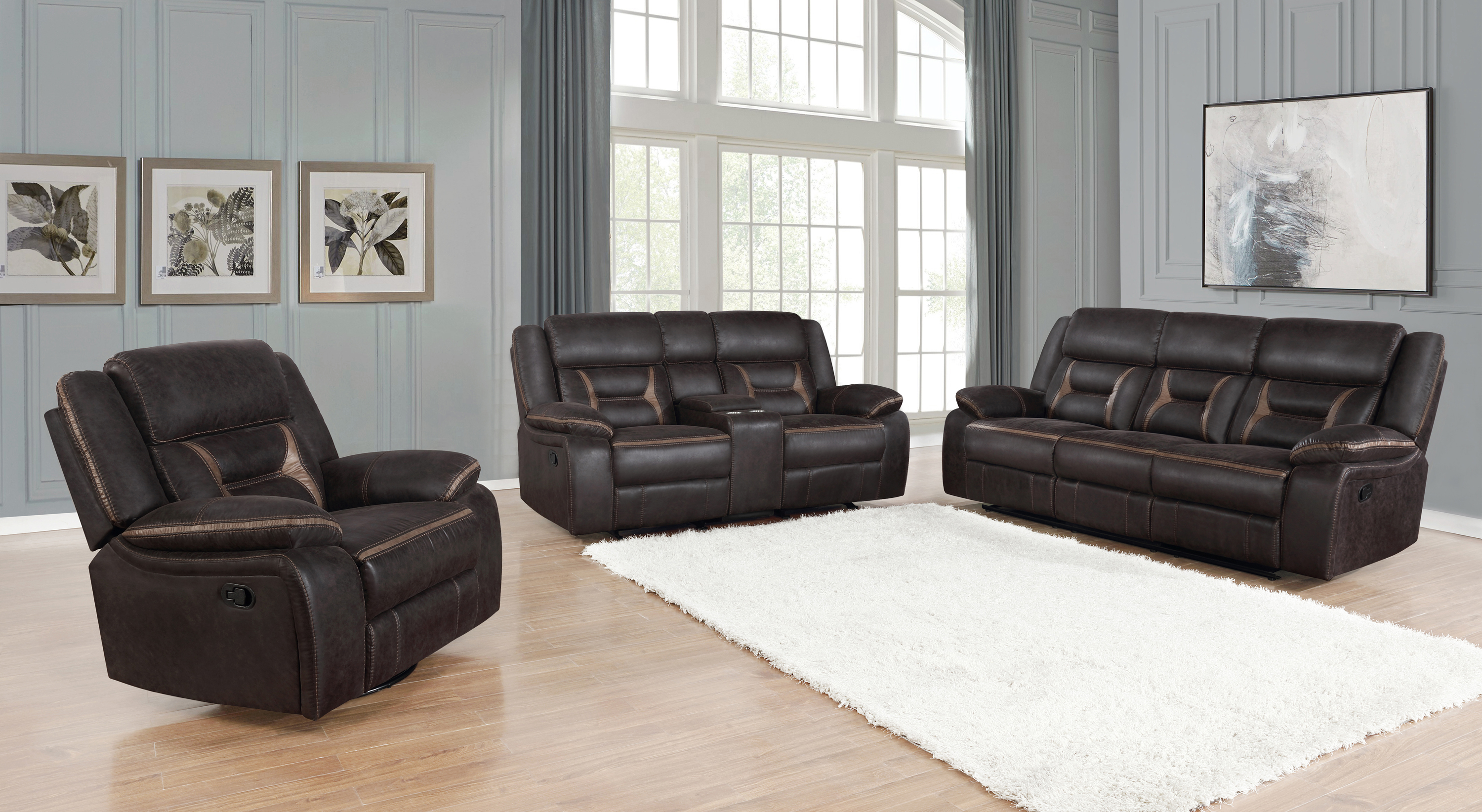 Coaster Furniture Greer Brown Motion 3pc Living Room Set