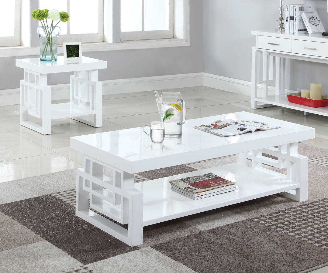 Coaster Furniture Schmitt White 3pc Coffee Table Set
