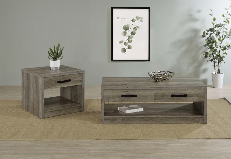 Coaster Furniture Felix Grey Driftwood 3pc Coffee Table Set