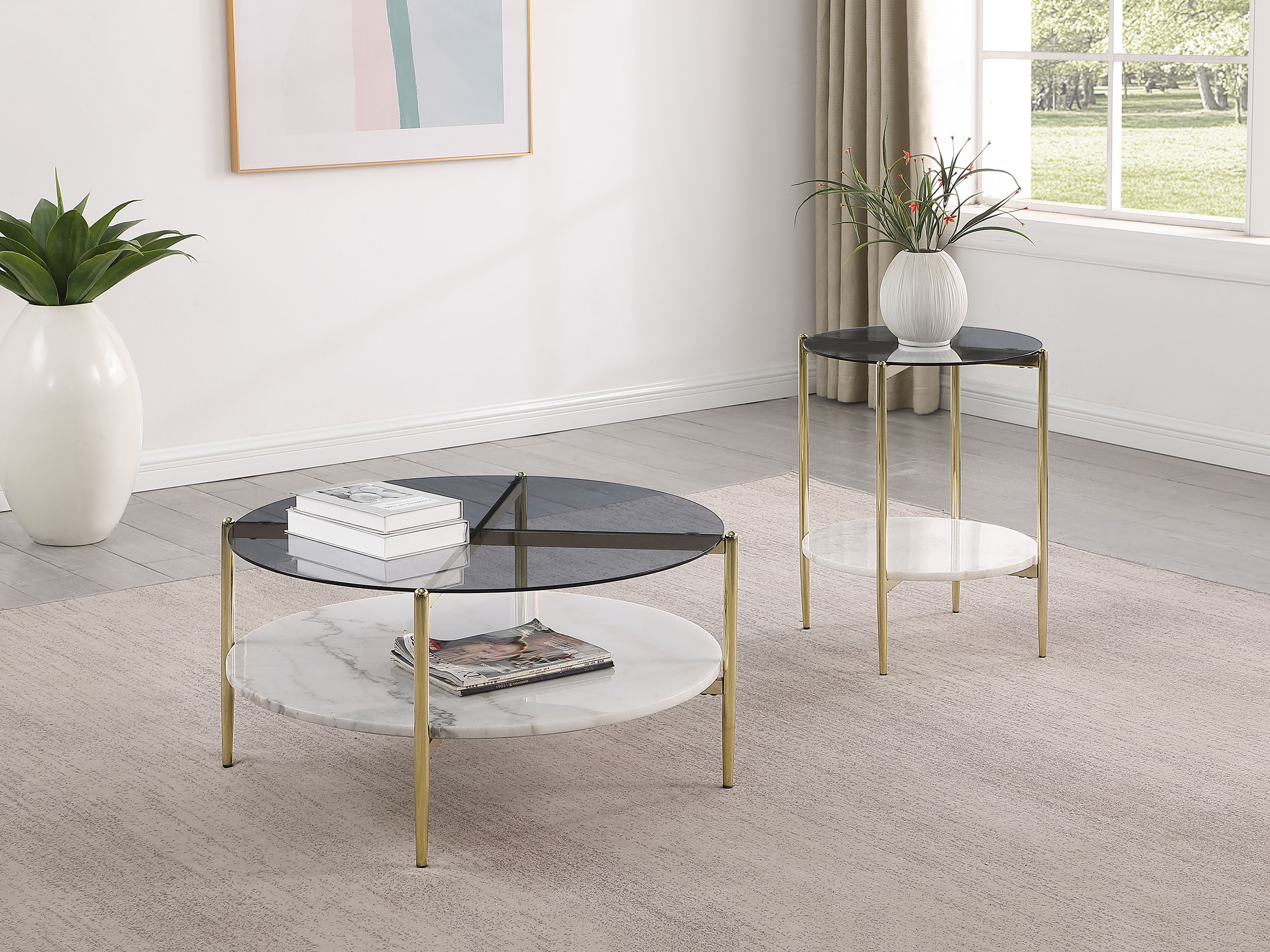 Coaster Furniture Jonelle Smoke Grey 3pc Coffee Table Set