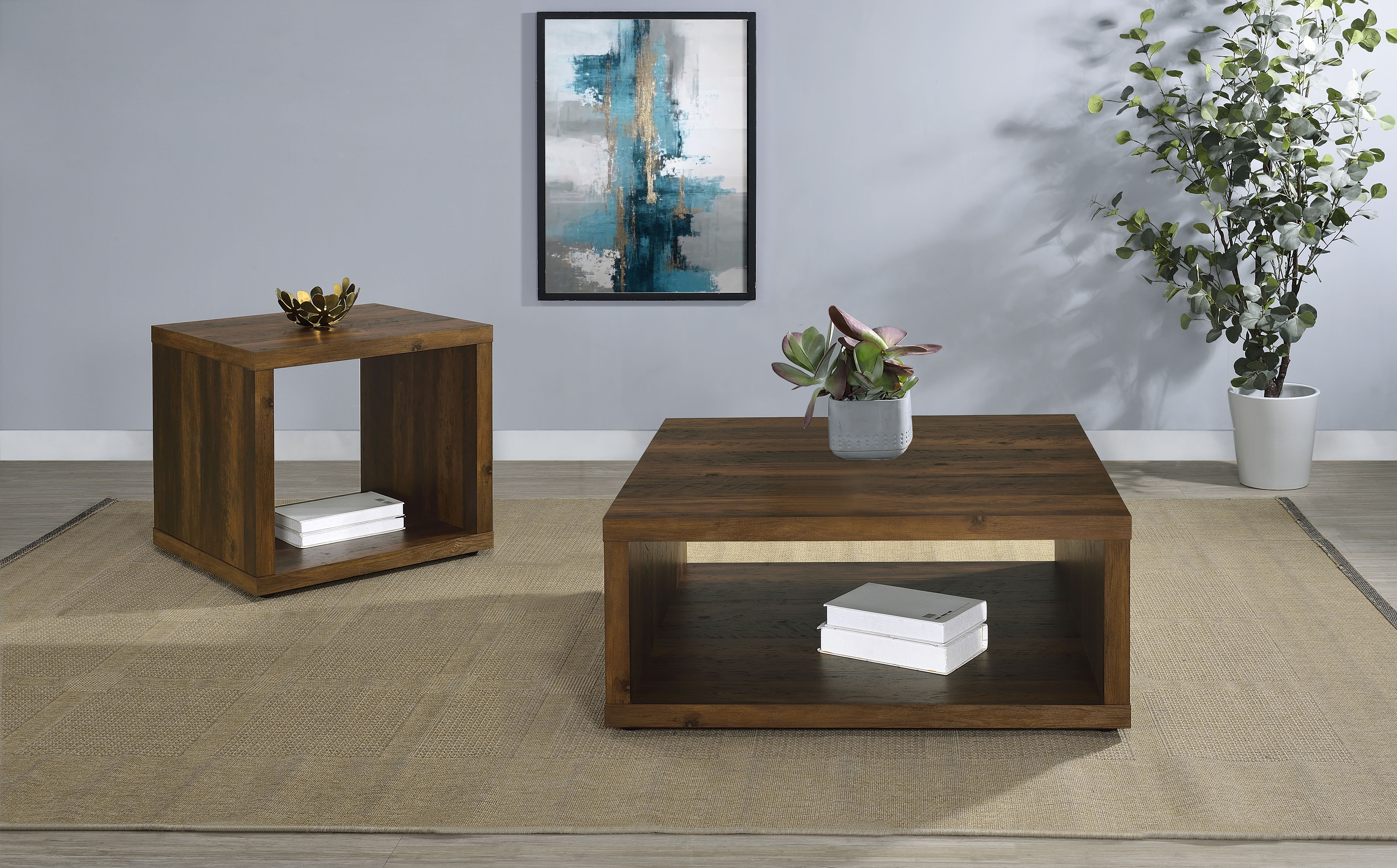 Coaster Furniture Frisco Dark Pine Brown 3pc Coffee Table Set
