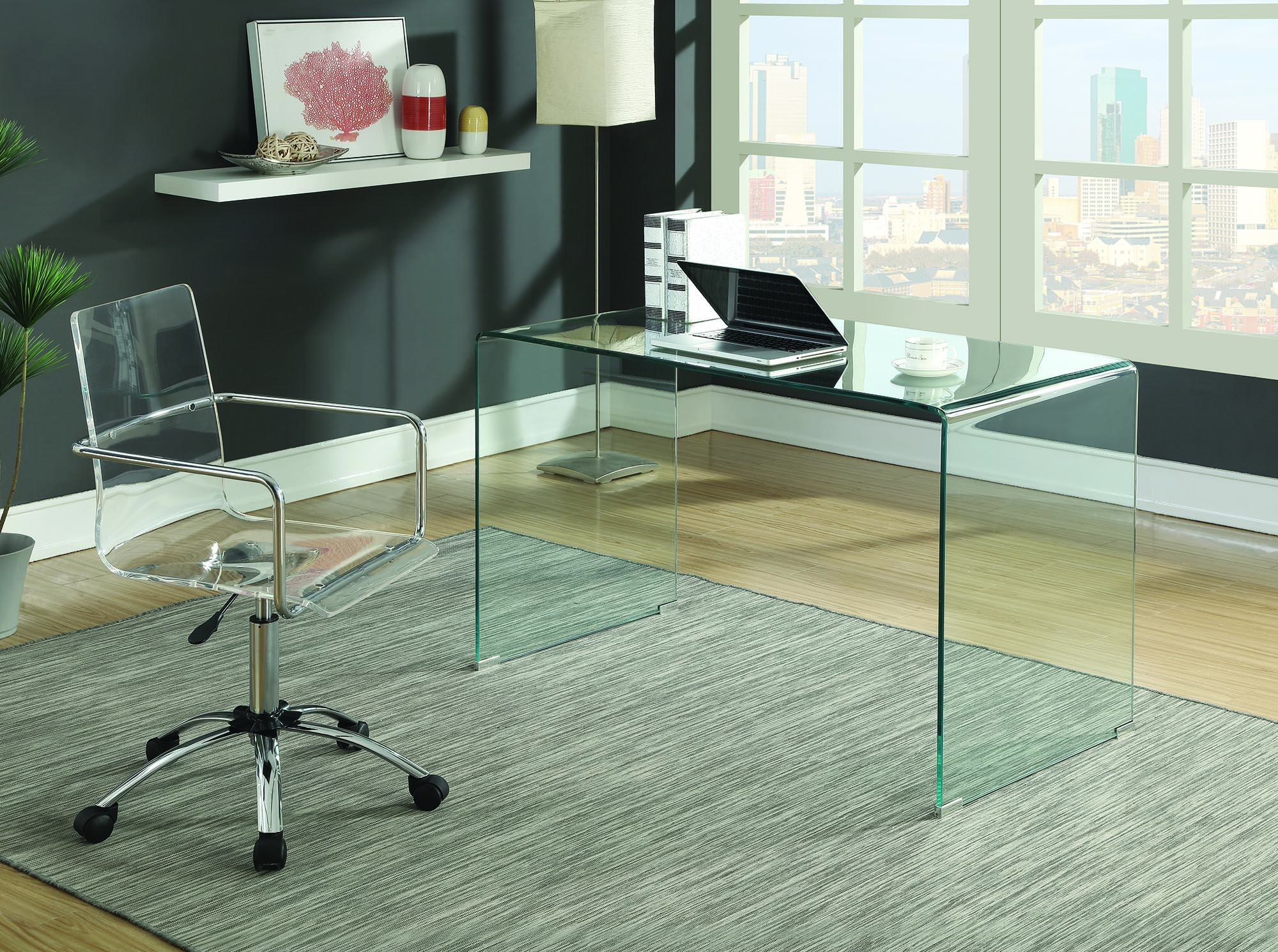 Coaster Furniture Amaturo Highsmith Clear Chrome Desk and Chair Set