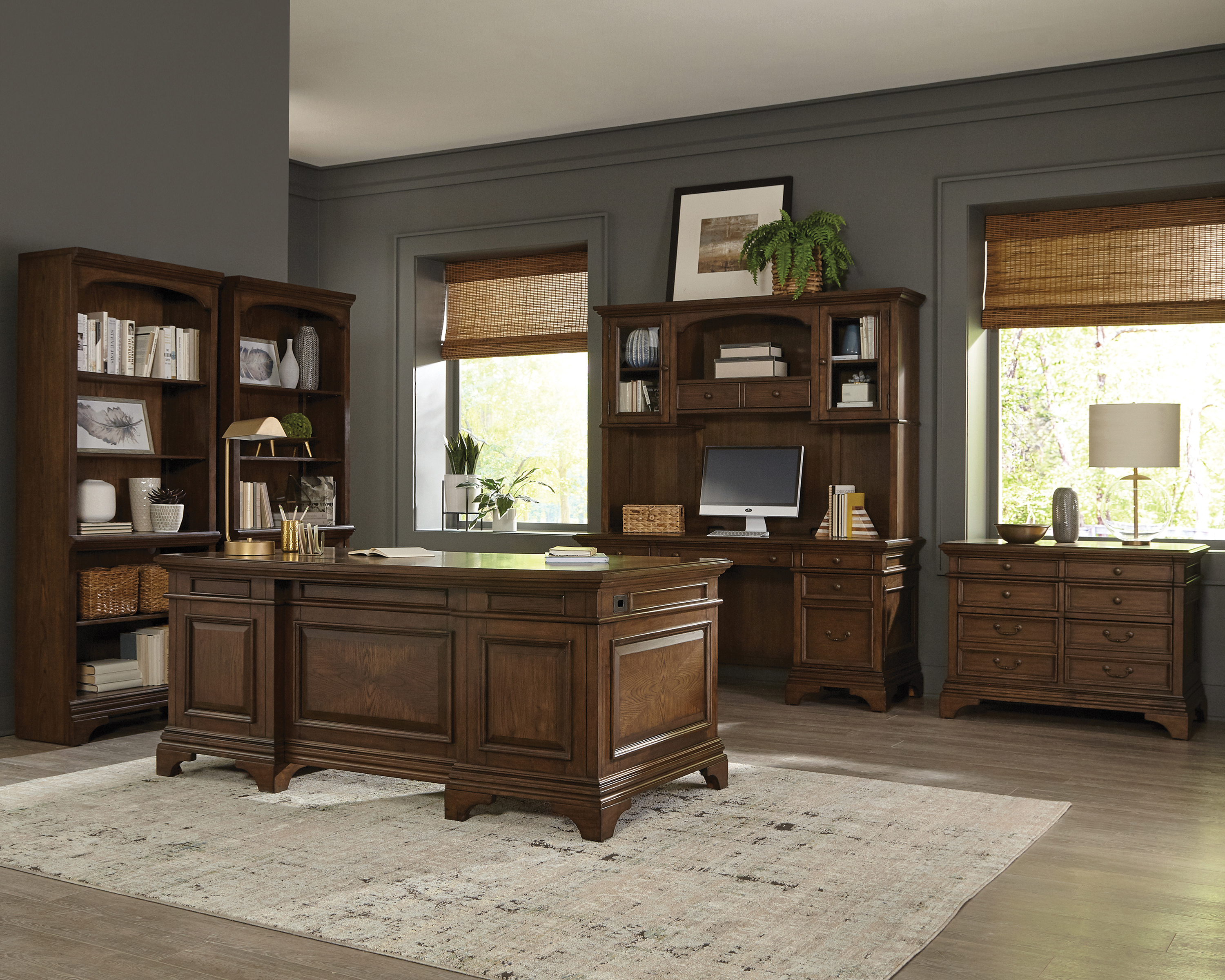 Coaster Furniture Hartshill Burnished Oak 5pc Office Furniture Set