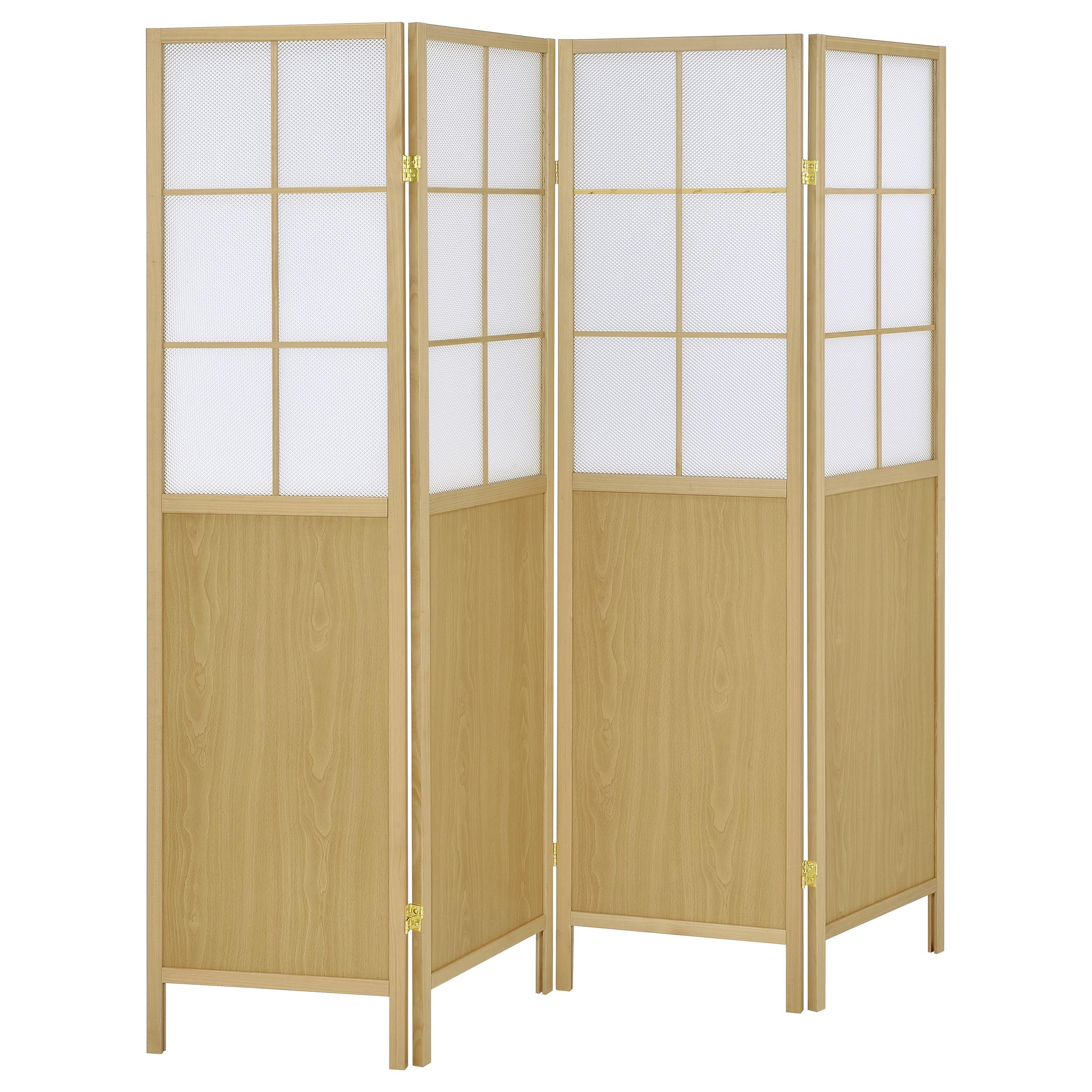 Coaster Furniture Edwards Natural Beige 4 Panel Room Divider Folding Shoji ...