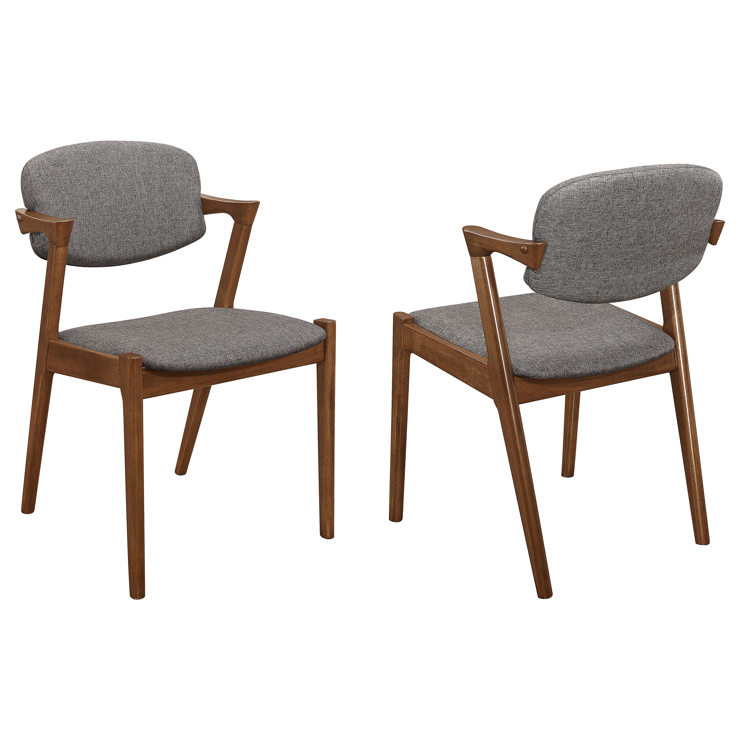 2 Coaster Furniture Malone Dark Walnut Grey Dining Arm Chairs