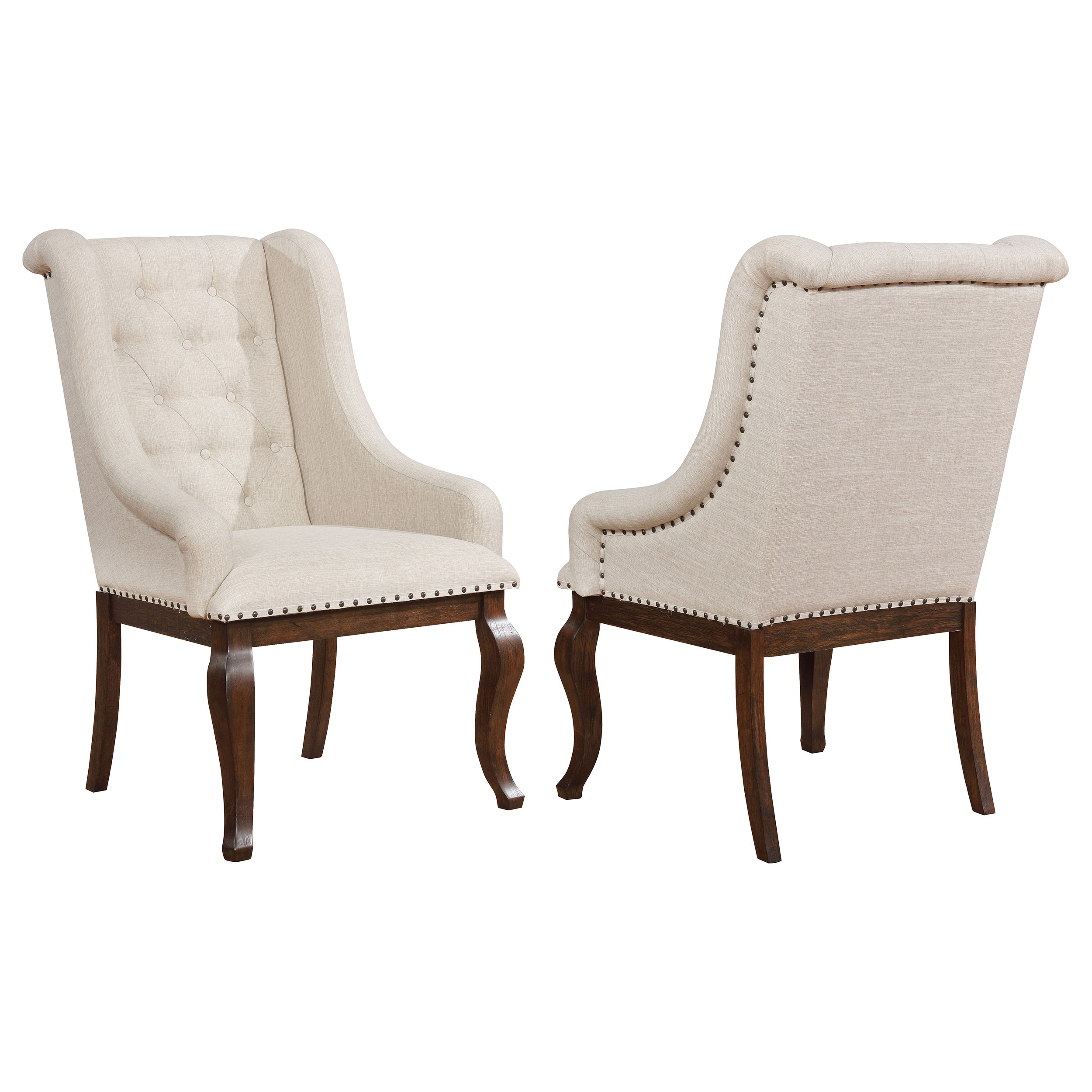 2 Coaster Furniture Brockway Ivory Antique Java Arm Chairs