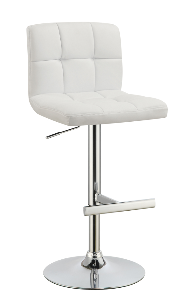 2 Coaster Furniture Lenny White Chrome Adjustable Height Bar Stools