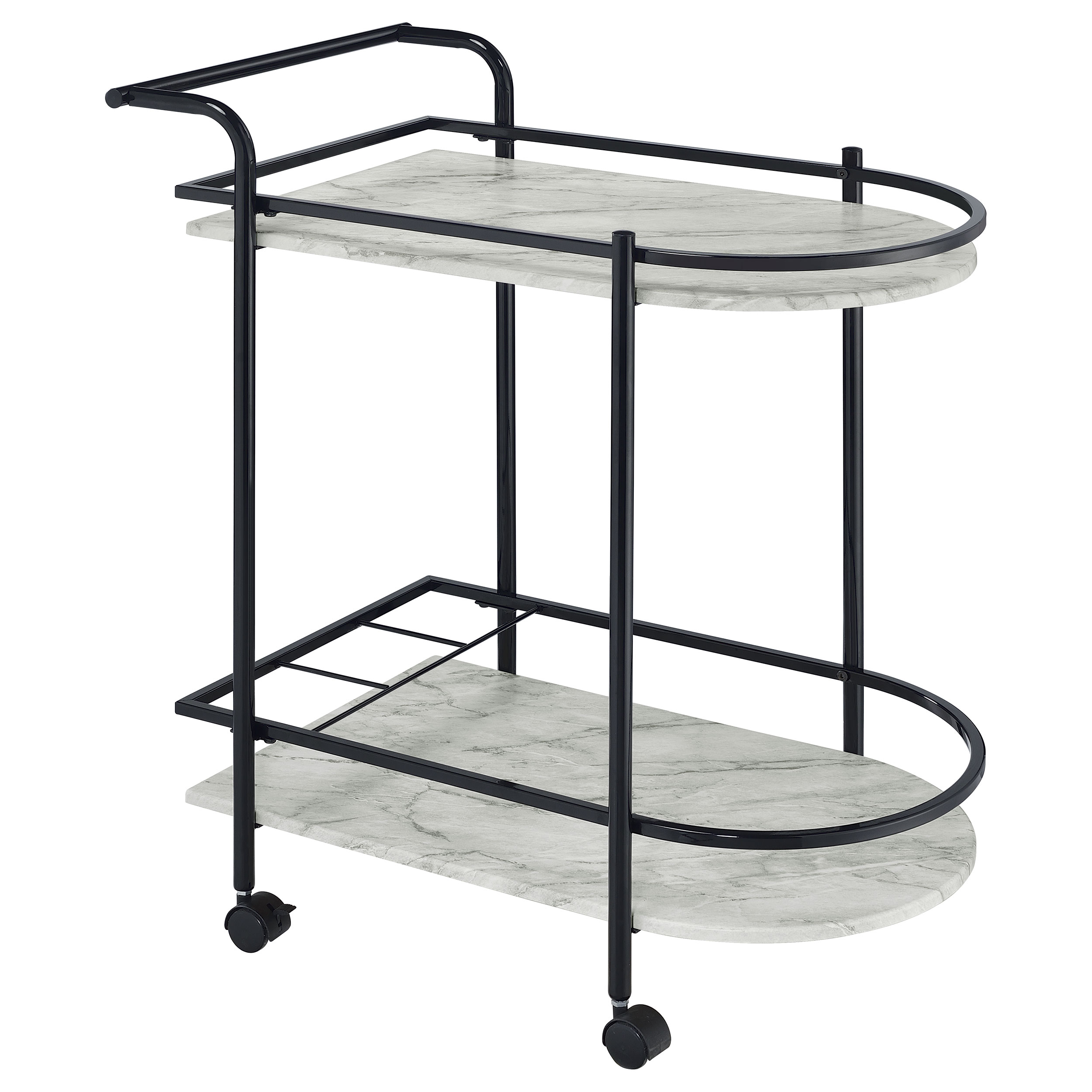 Coaster Furniture Desiree White Black Rack Bar Cart With Casters