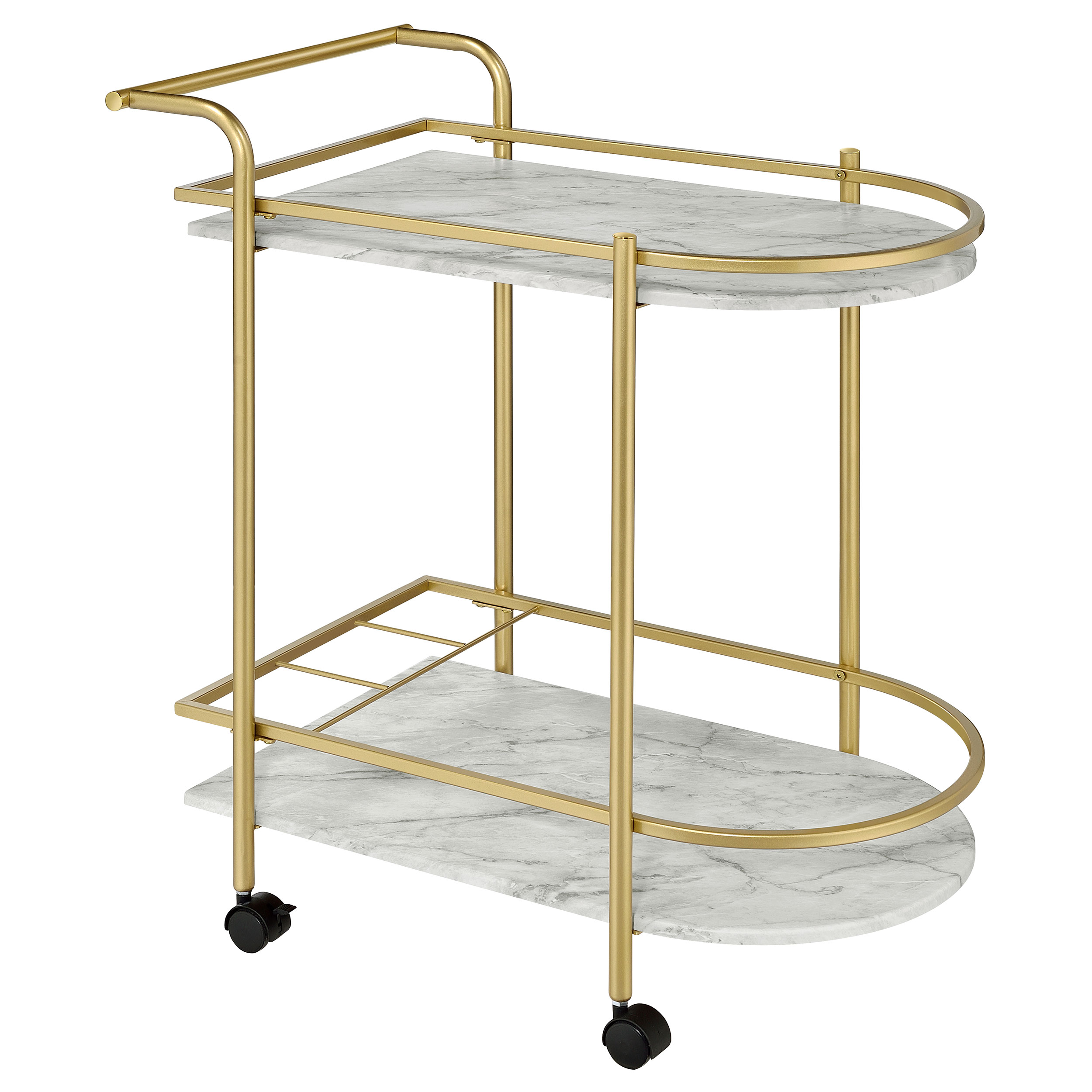 Coaster Furniture Desiree White Gold Rack Bar Cart With Casters