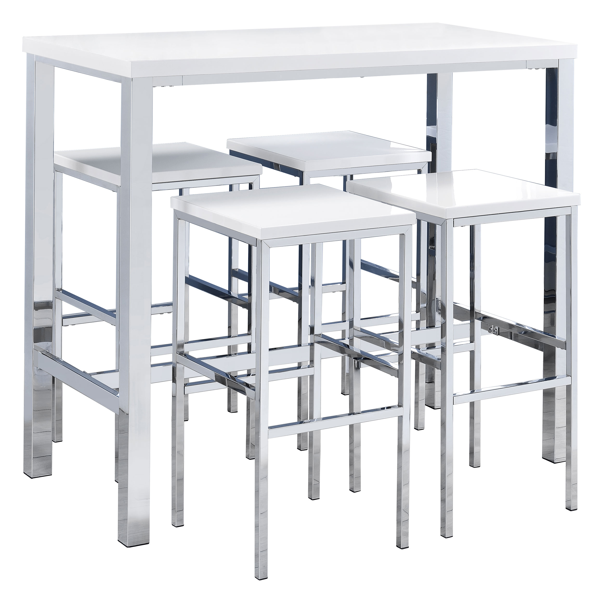 Coaster Furniture Natividad White Chrome 5pc Bar Set