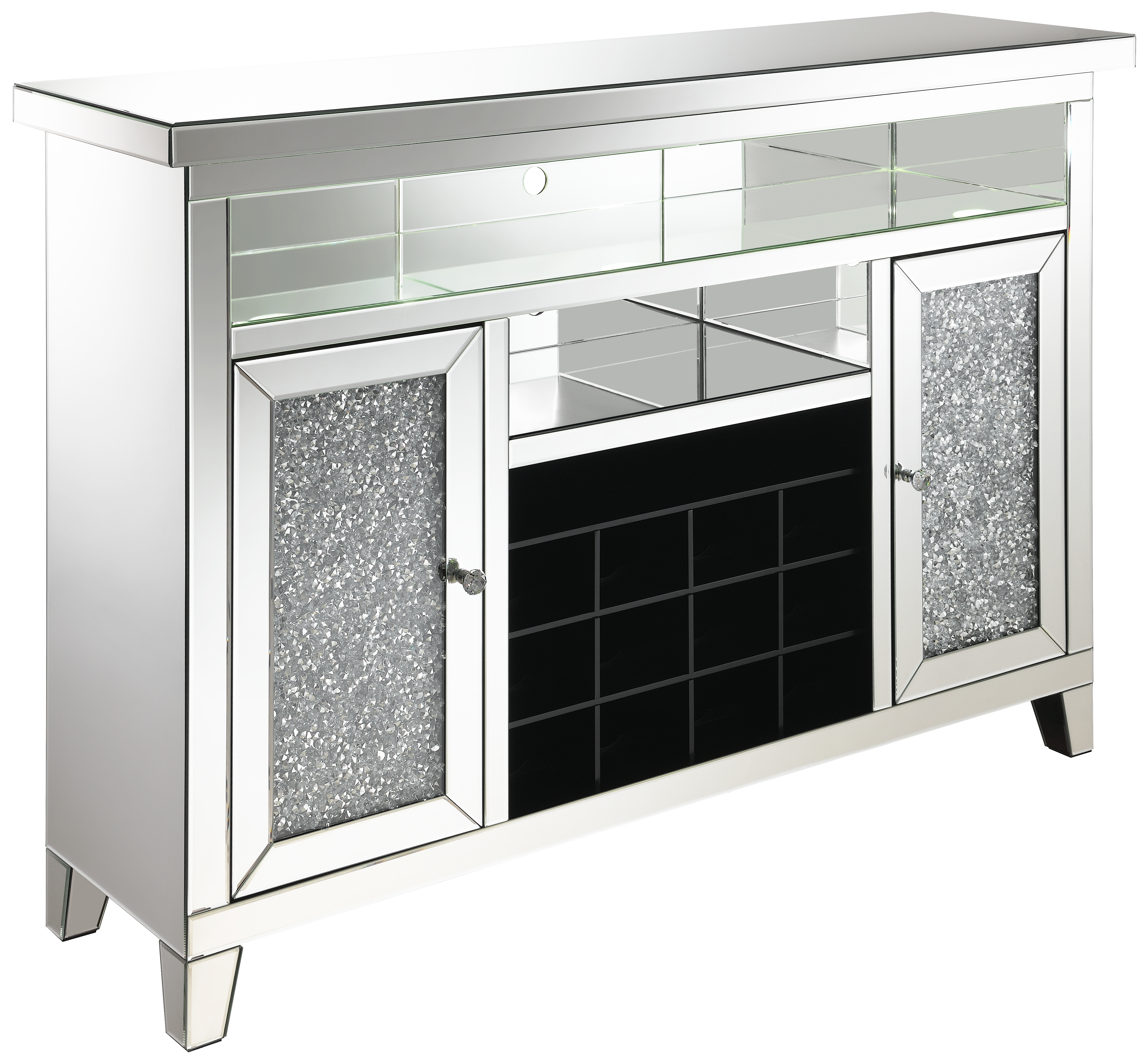 Coaster Furniture Melinda 2 Doors Wine Cabinet with Lighting Mirror