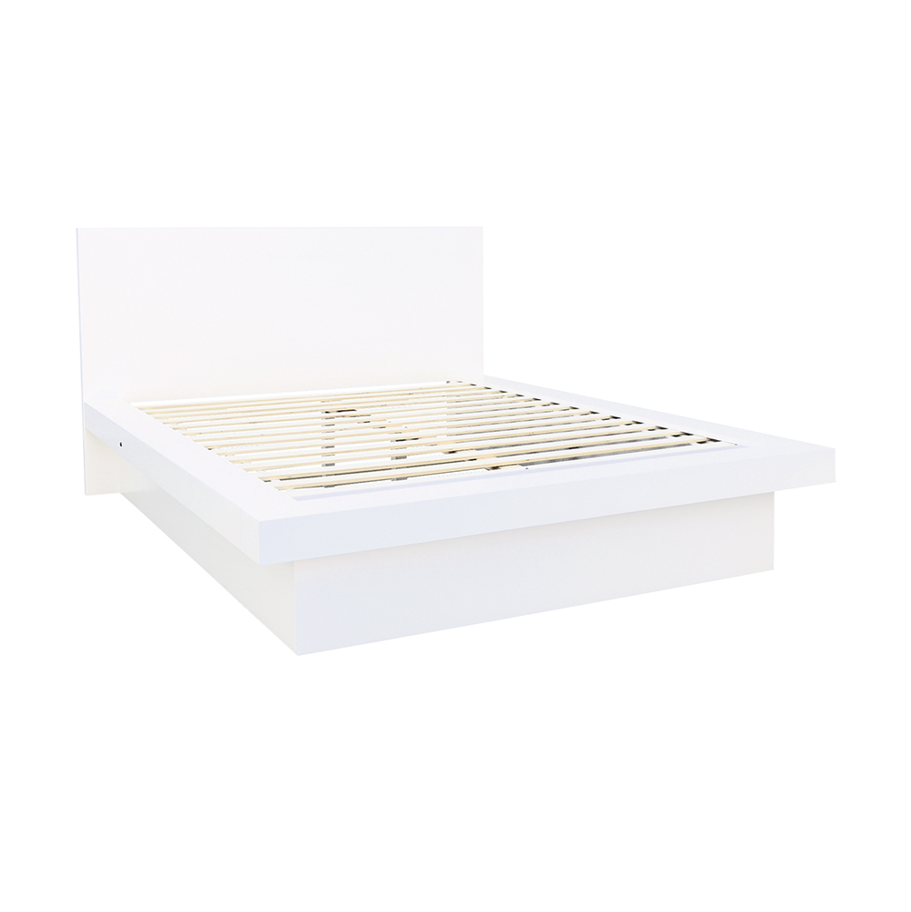 Jessica Wood Queen LED Panel Bed Cream White
