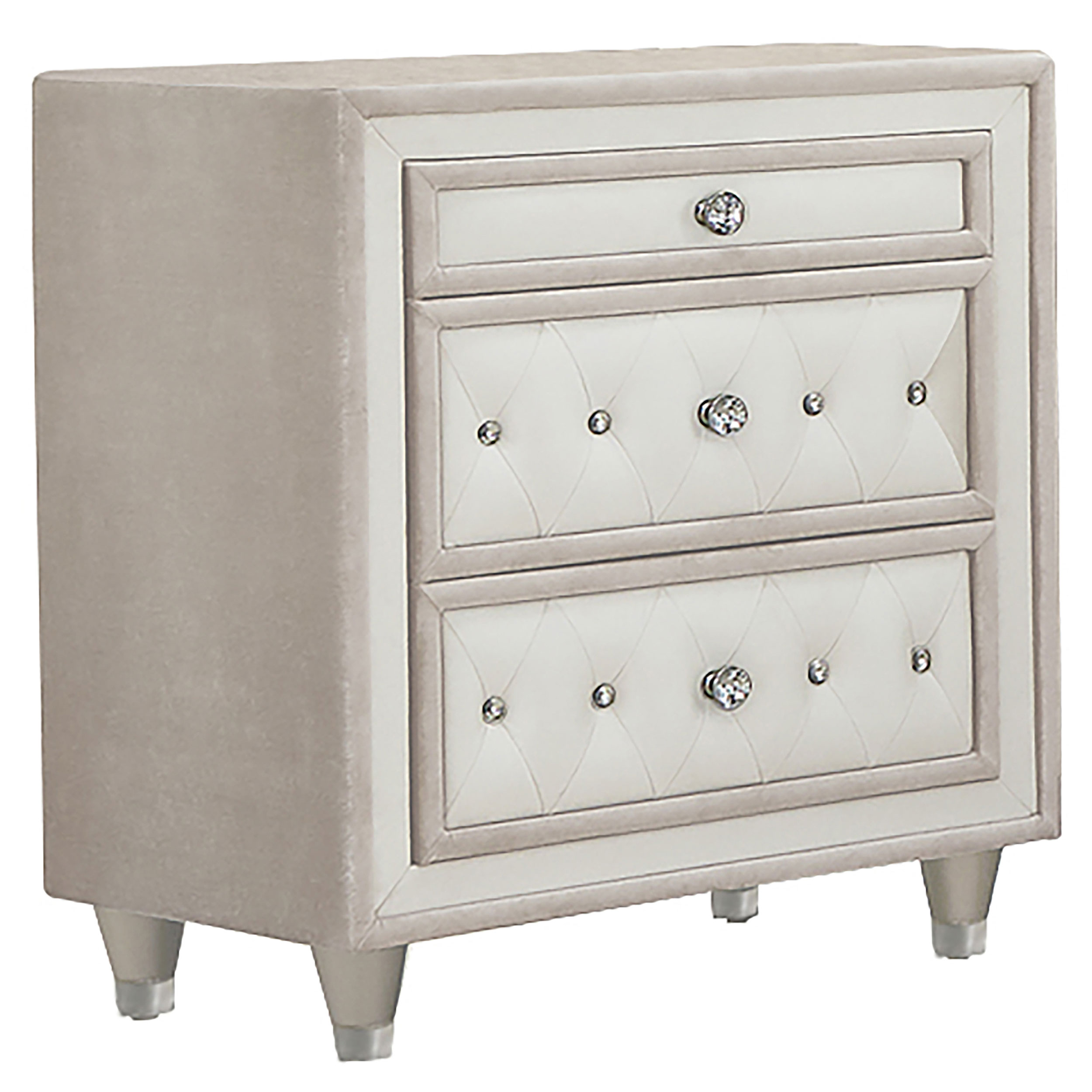 Coaster Furniture Antonella Camel Ivory 3 Drawers Nightstand
