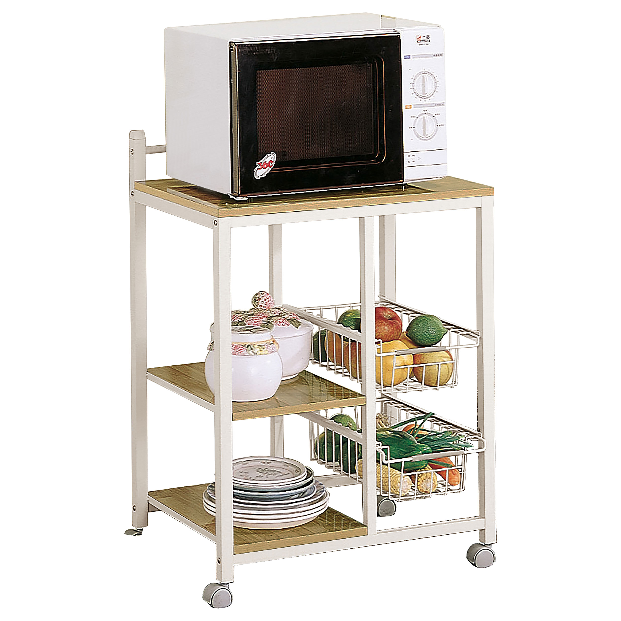 Coaster Furniture Kelvin Natural Brown White 2 Shelf Kitchen Cart
