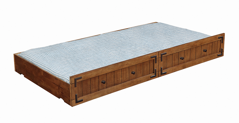 Oakdale Wood Storage Trundle Rustic Honey