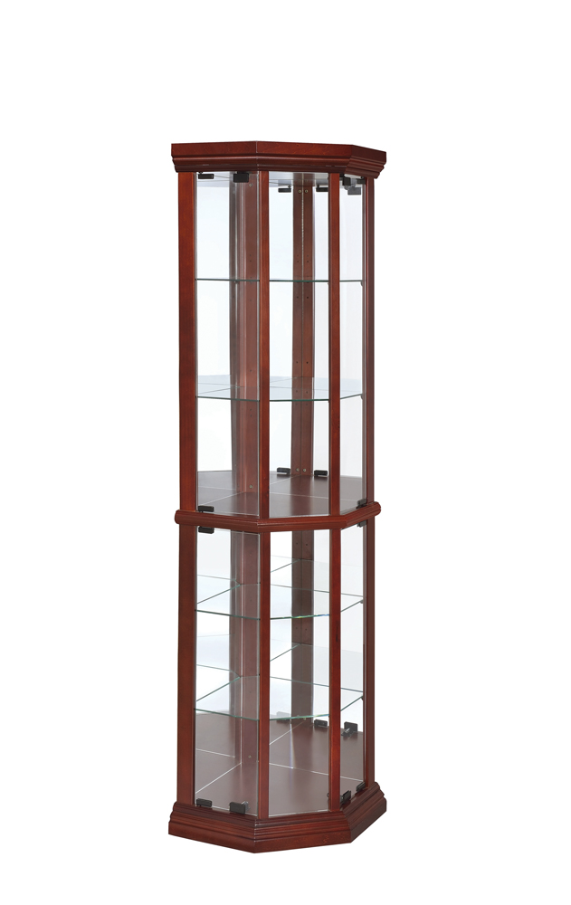 Coaster Furniture Appledale Medium Brown Red 6 Shelf Corner Curio Cabinet