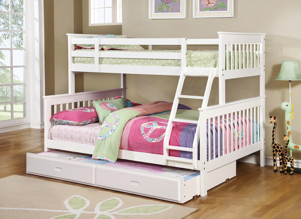 Coaster Furniture Chapman White Twin Over Full Bunk Bed with Trundle