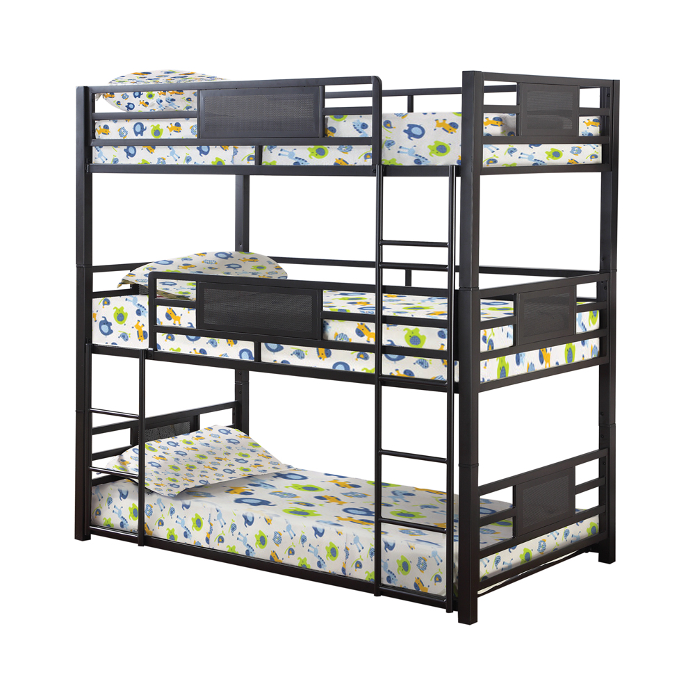 Coaster Furniture Rogen Dark Bronze Twin Triple Bunk Bed