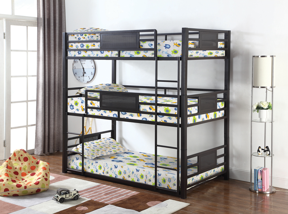 Coaster Furniture Rogen Dark Bronze Twin Triple Bunk Bed