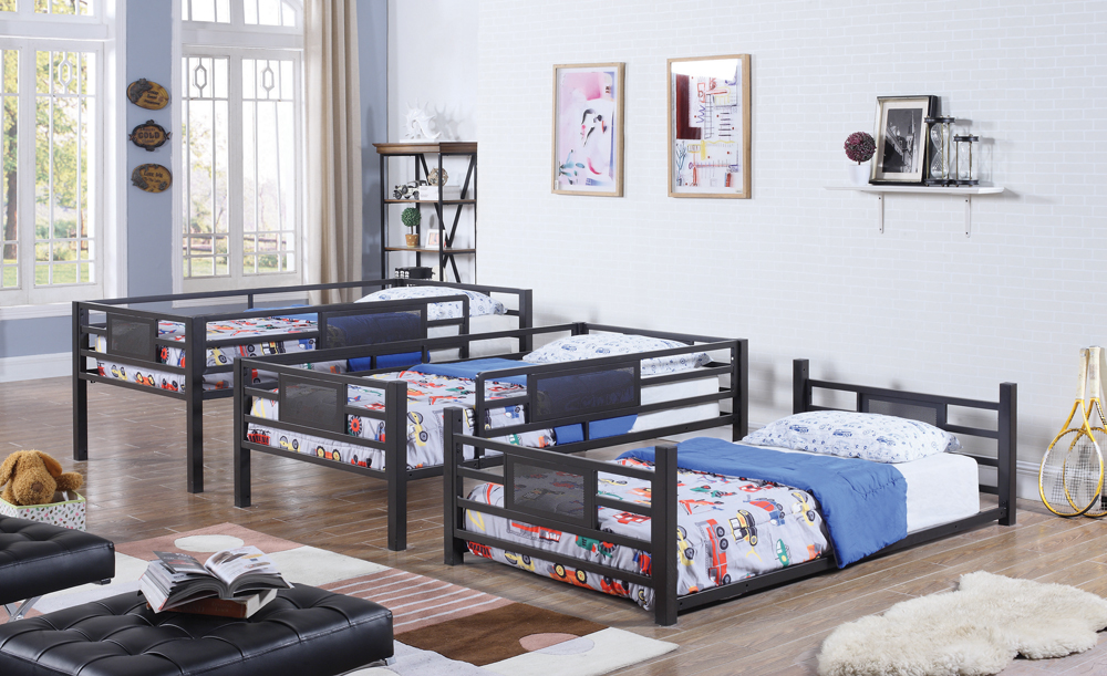 Coaster Furniture Rogen Dark Bronze Twin Triple Bunk Bed