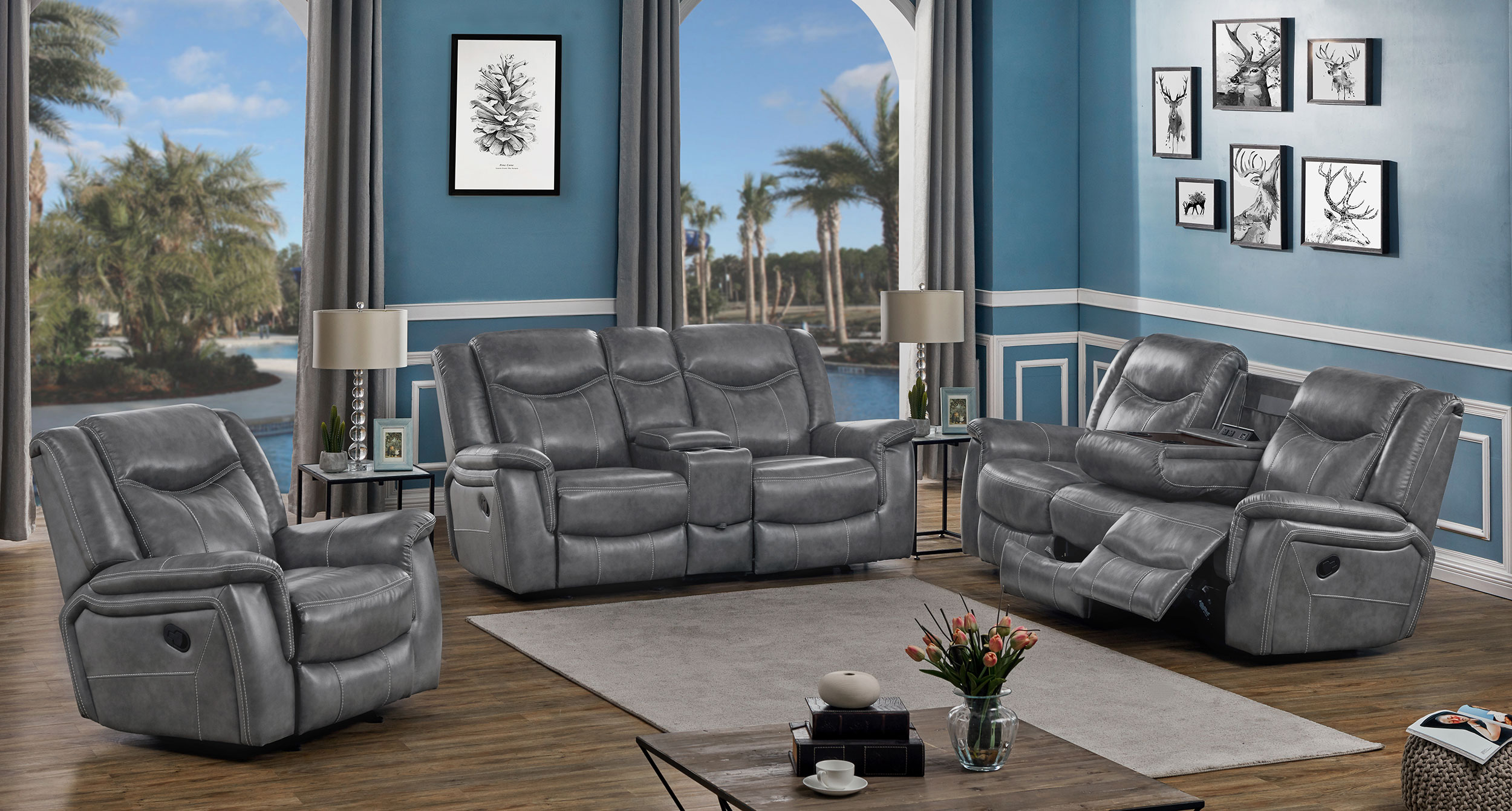 Coaster Furniture Conrad Grey 3pc Living Room Set