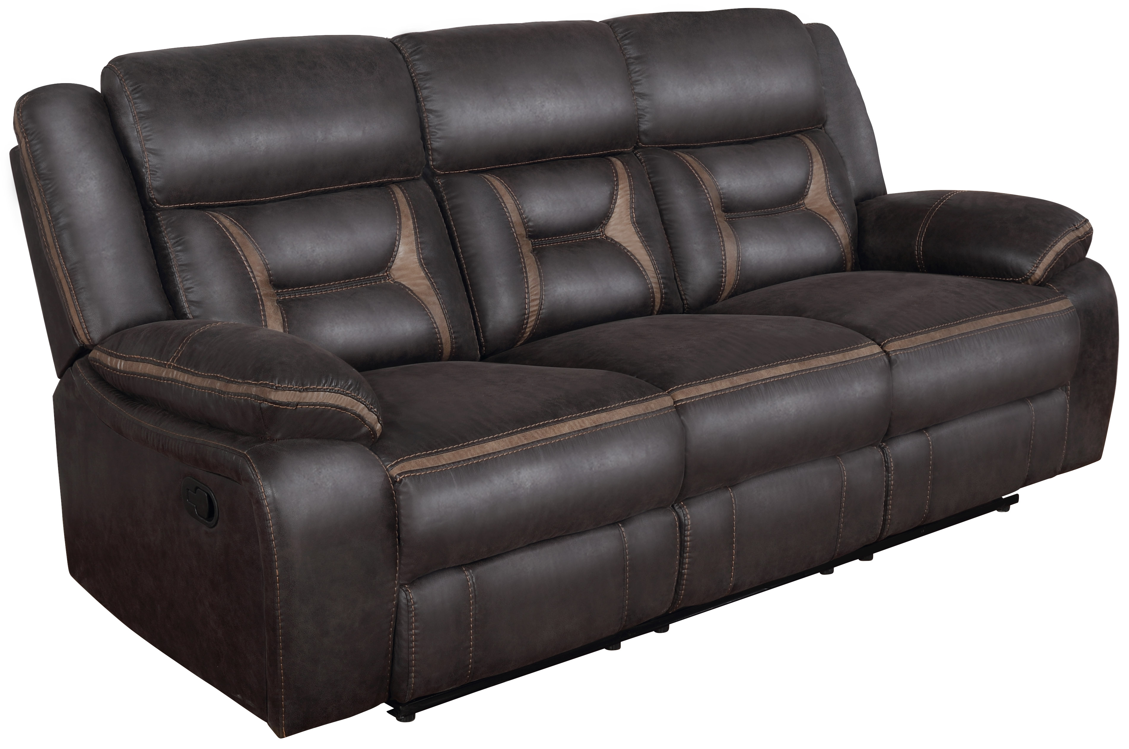 Greer Upholstered Motion Reclining Sofa Brown