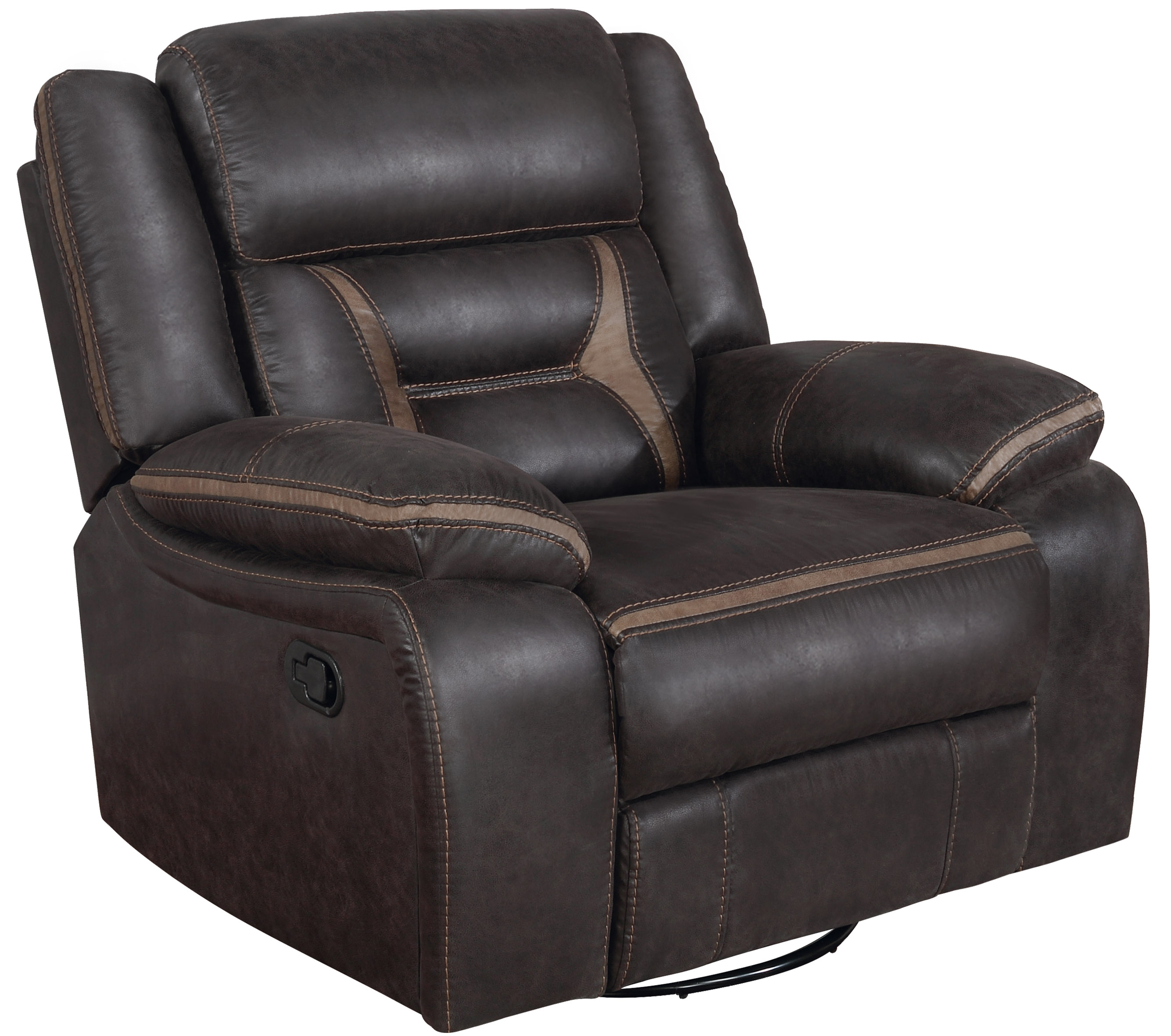 Greer Upholstered Swivel Glider Recliner Chair Brown