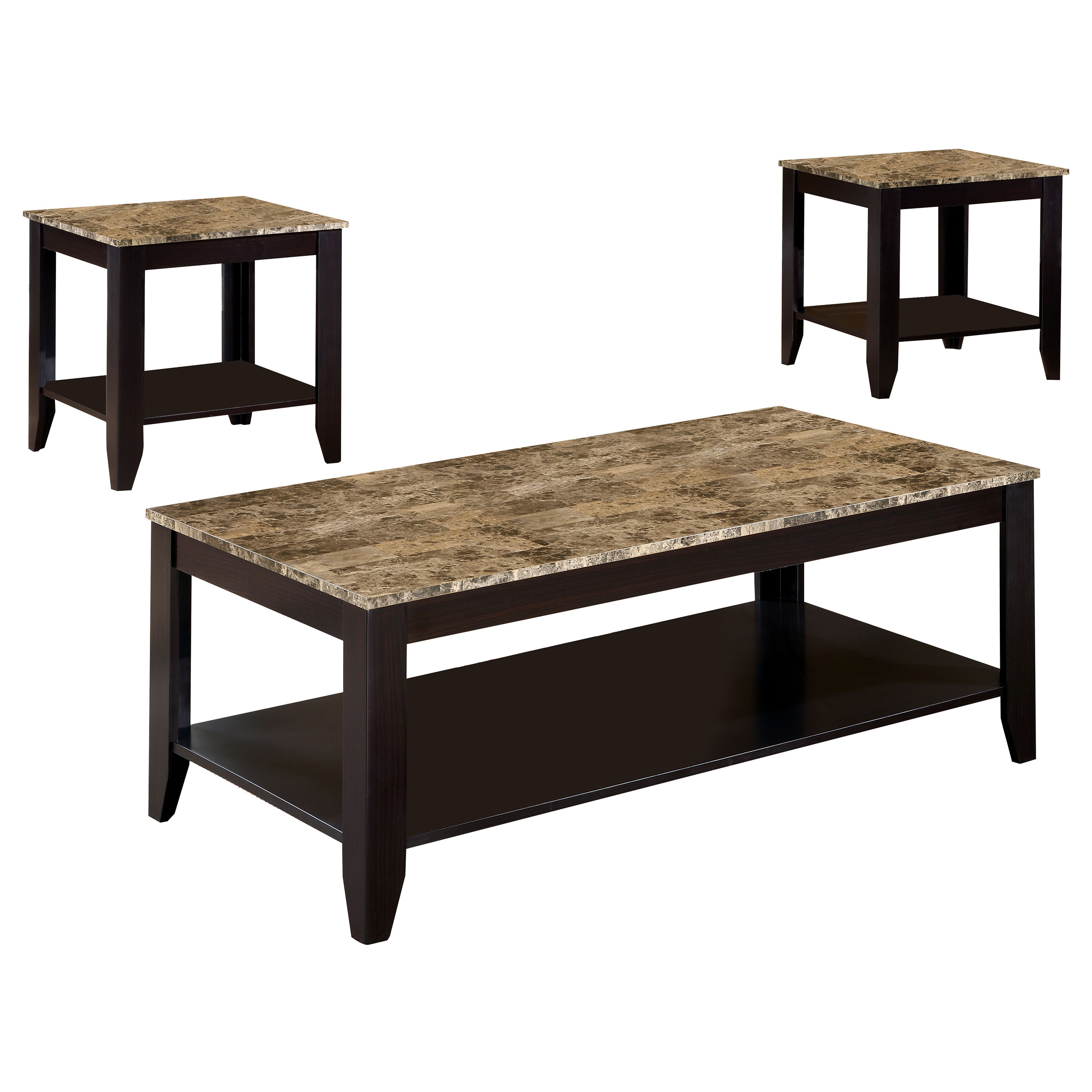 Coaster Furniture Flores Brown 3pc Coffee Table Set