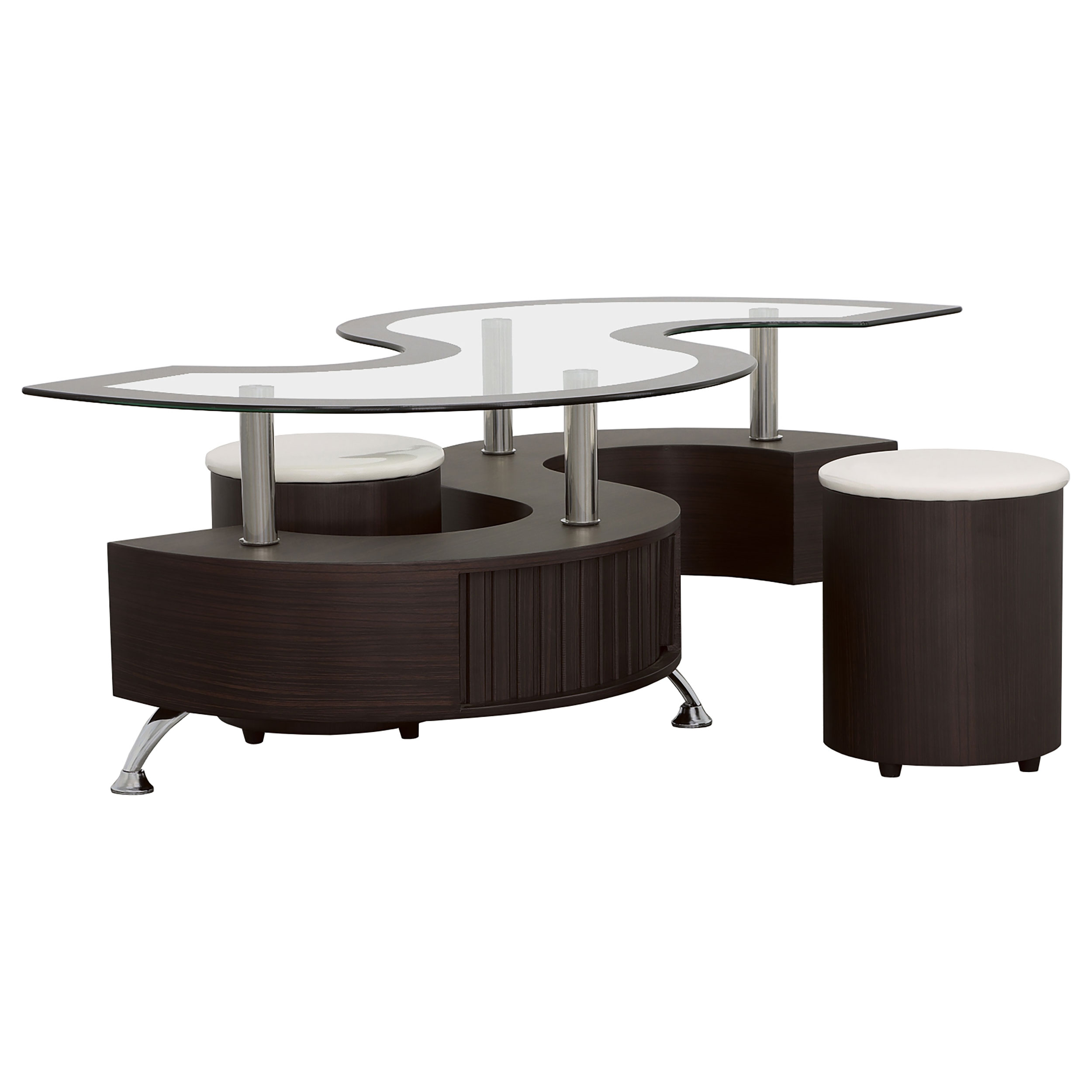 Coaster Furniture Buckley Cappuccino Brown 3pc Coffee Table and Stools Set
