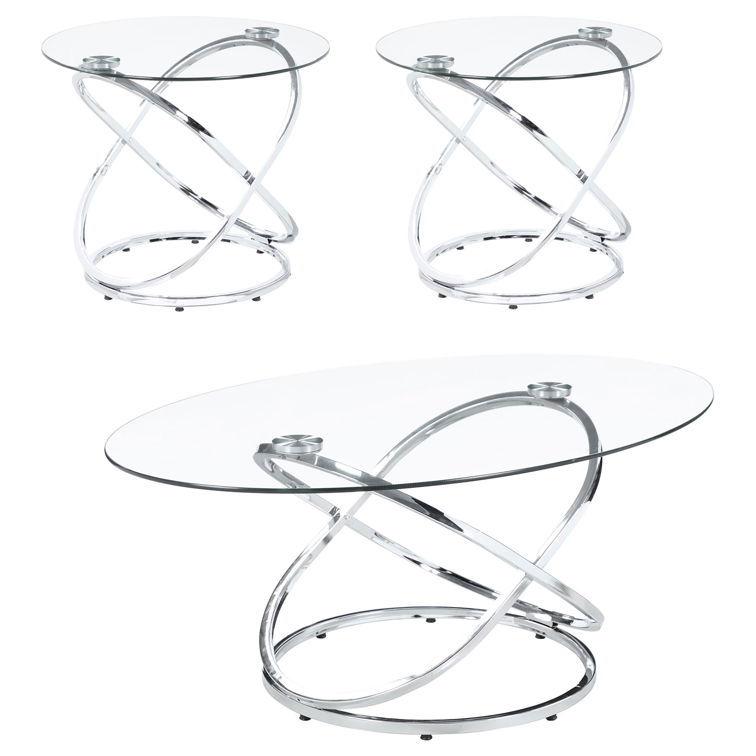 Coaster Furniture Warren Chrome 3pc Coffee Table Set