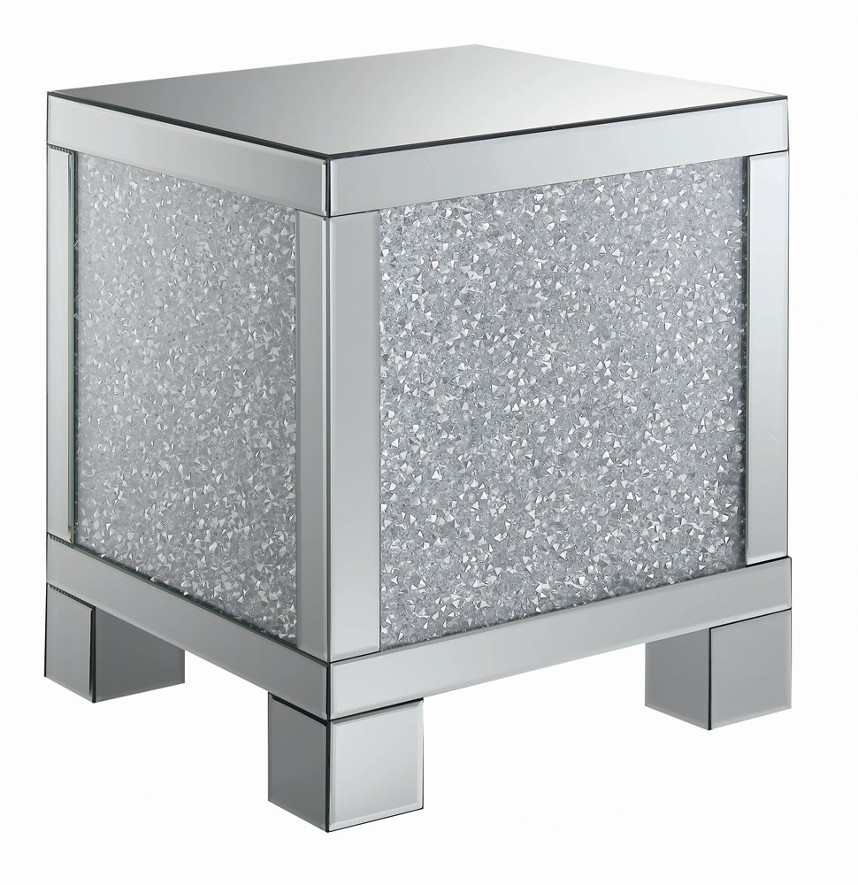 Gillian Rectangular Mirrored Acrylic Side End Table Silver