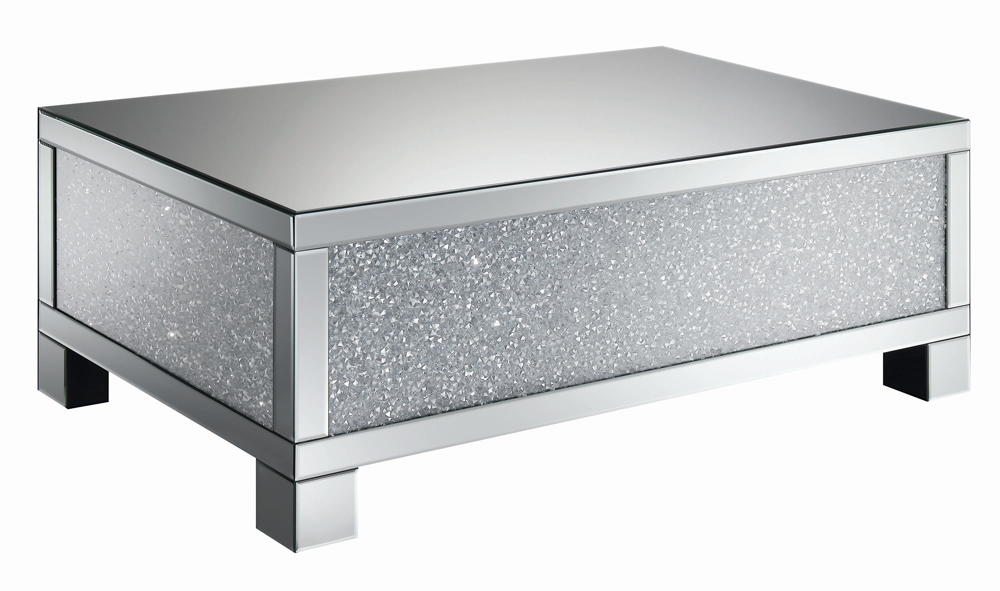 Gillian Rectangular Mirrored Acrylic Coffee Table Silver