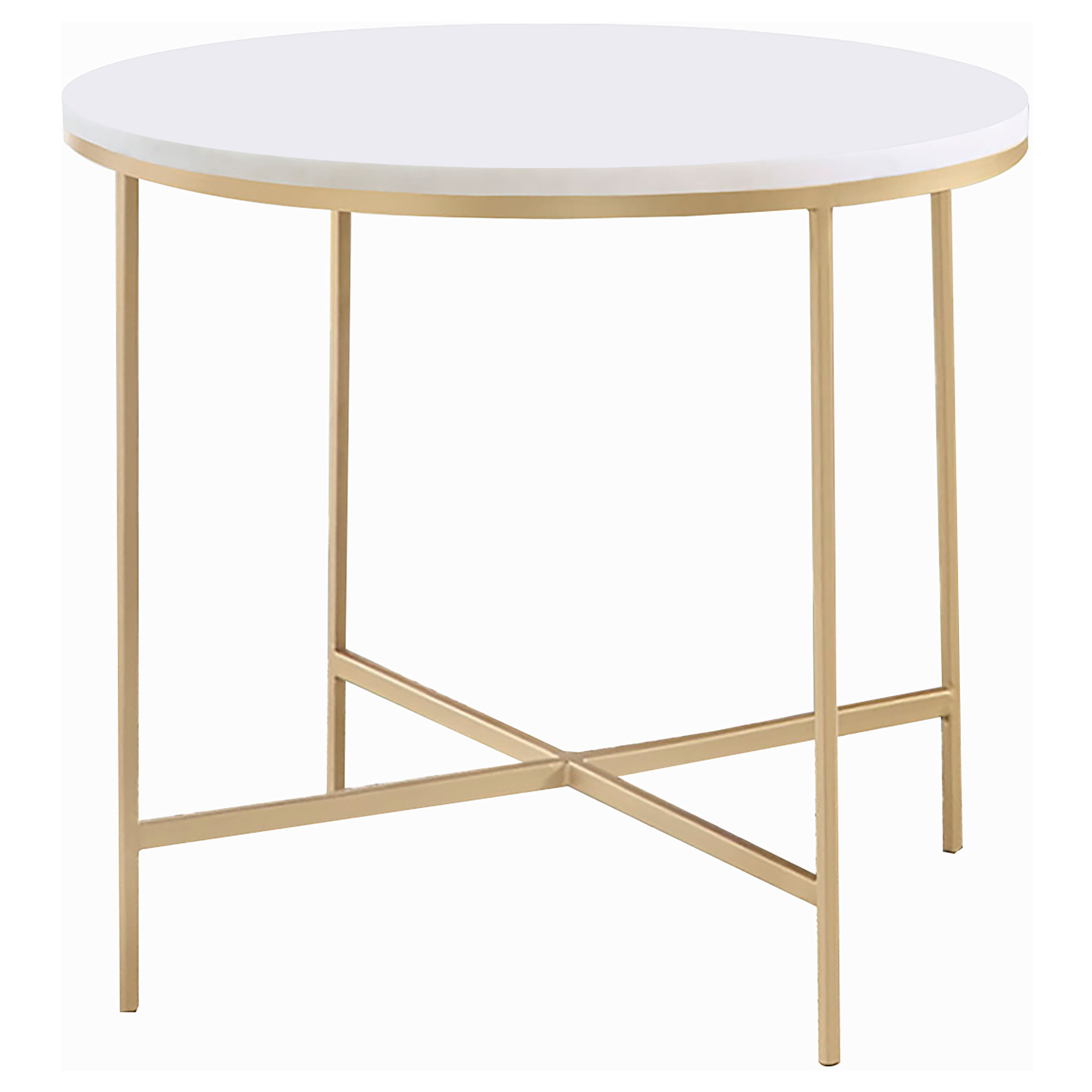 Coaster Furniture Ellison White Gold Round End Table
