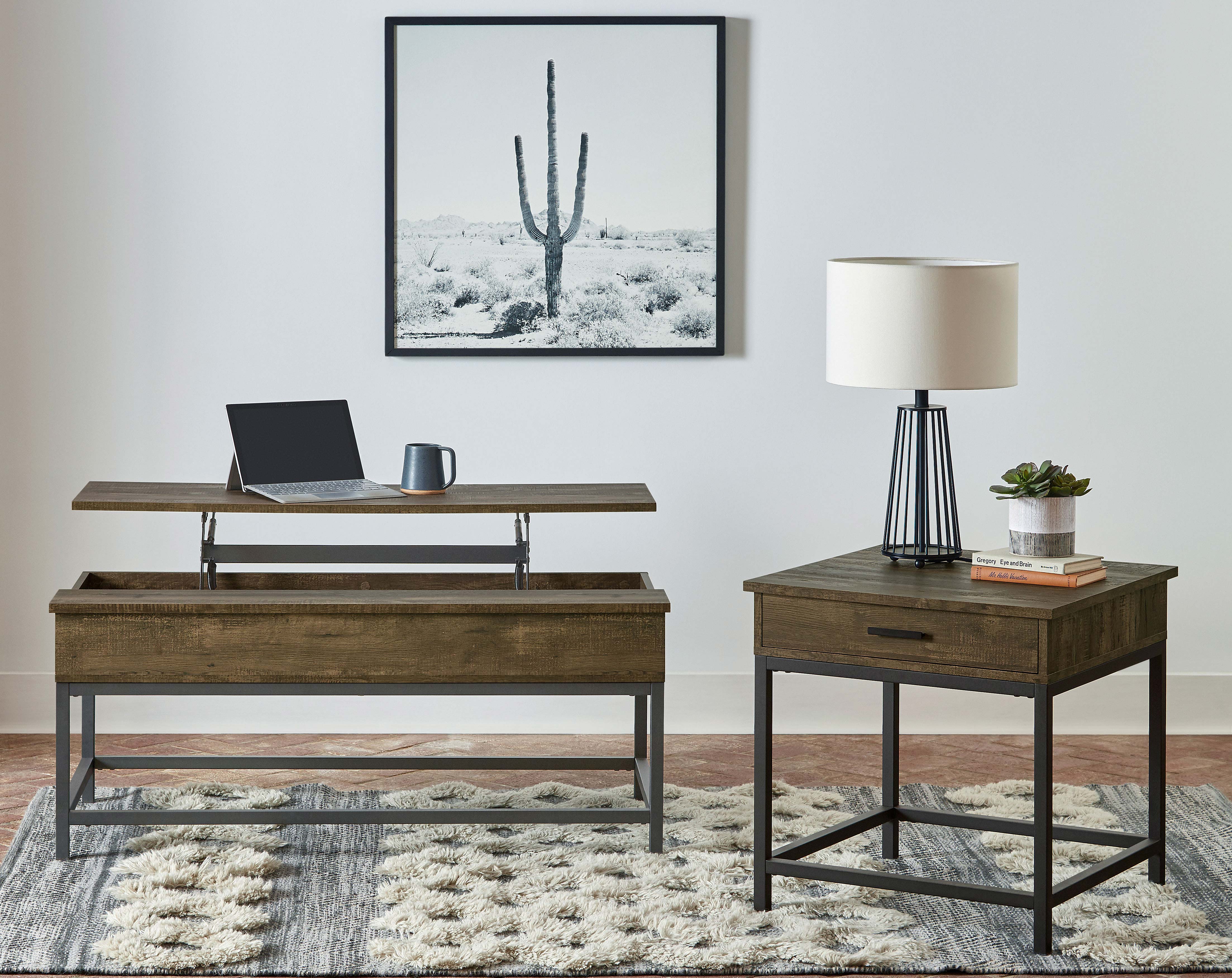 Coaster Furniture Byers Brown Oak 3pc Lift Top Coffee Table Set