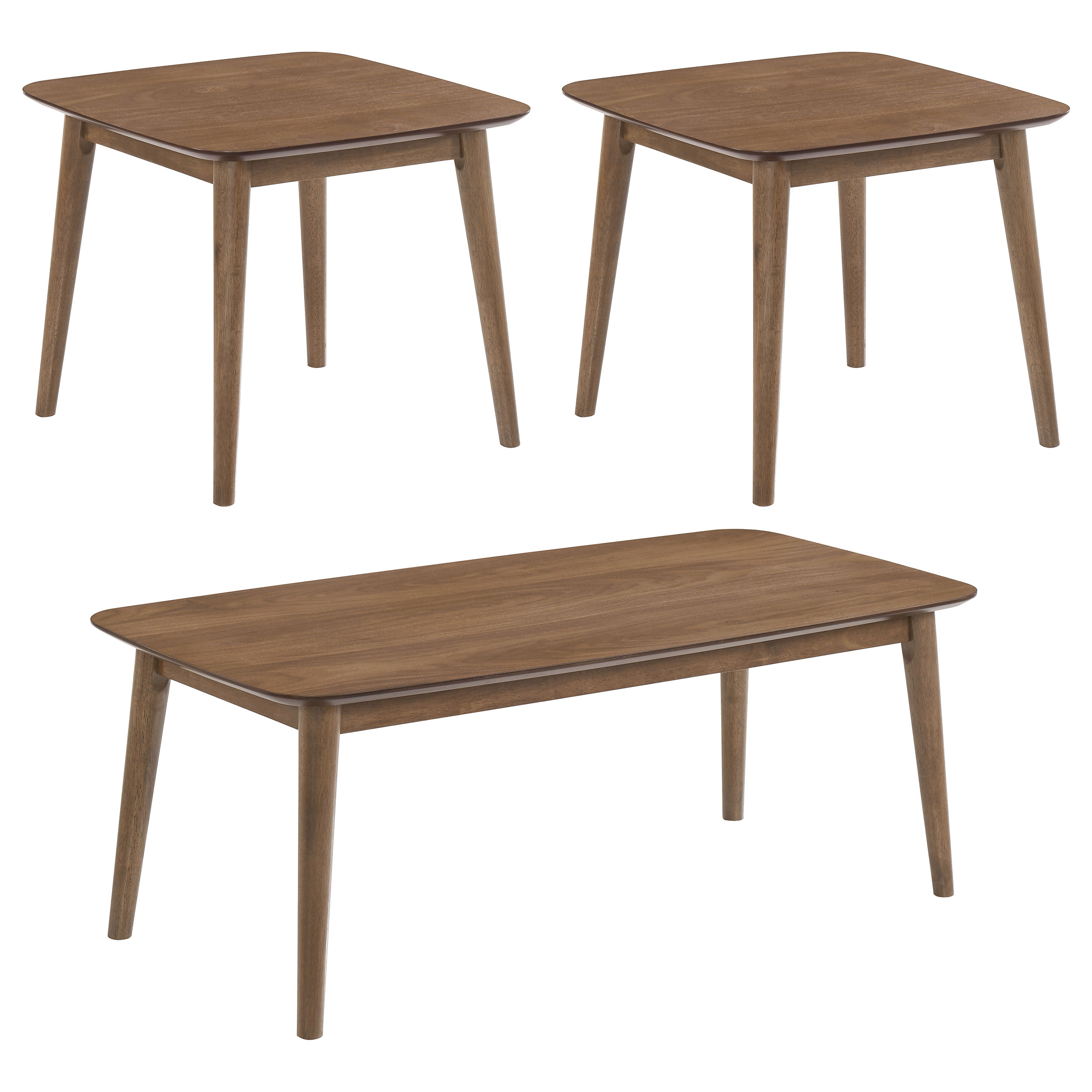 Coaster Furniture Radley Natural Walnut 3pc Coffee Table Set
