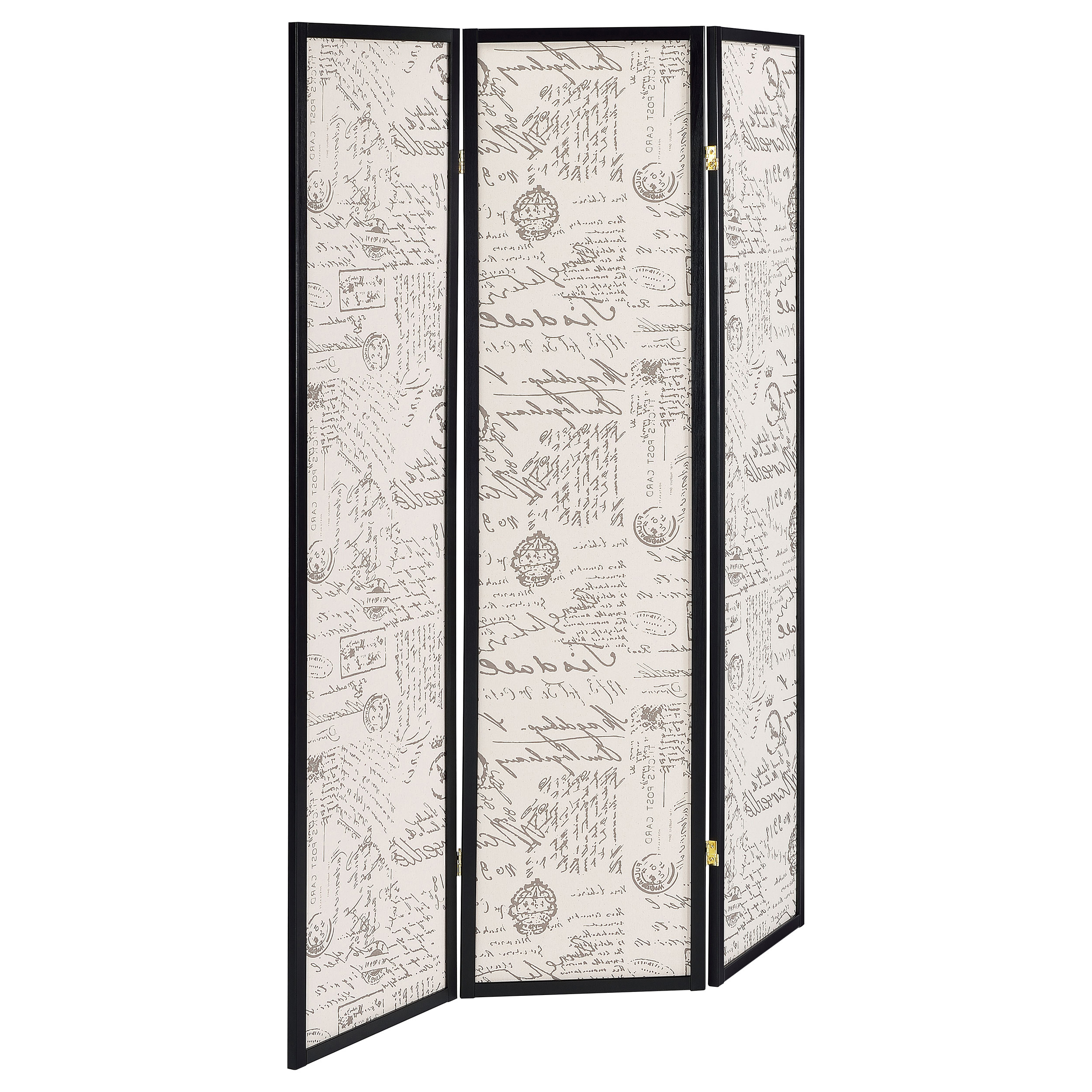 Coaster Furniture Felice Beige 3 Panel French Script Print Folding Screen