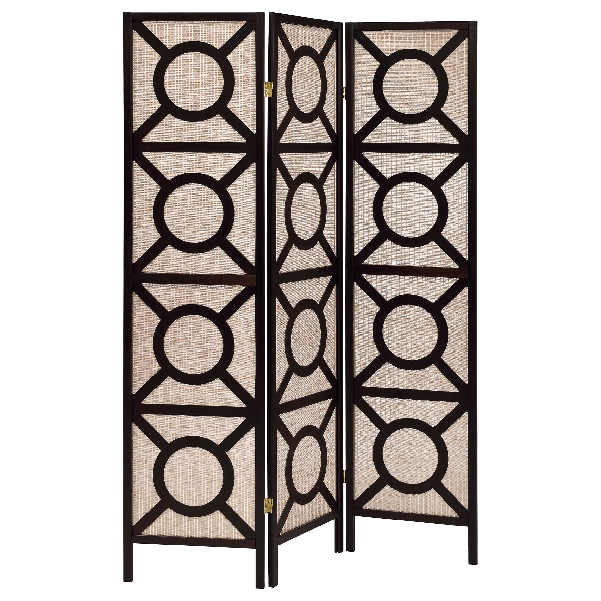 Coaster Furniture Vulcan Cappuccino Tan 3 Panel Geometric Folding Screen