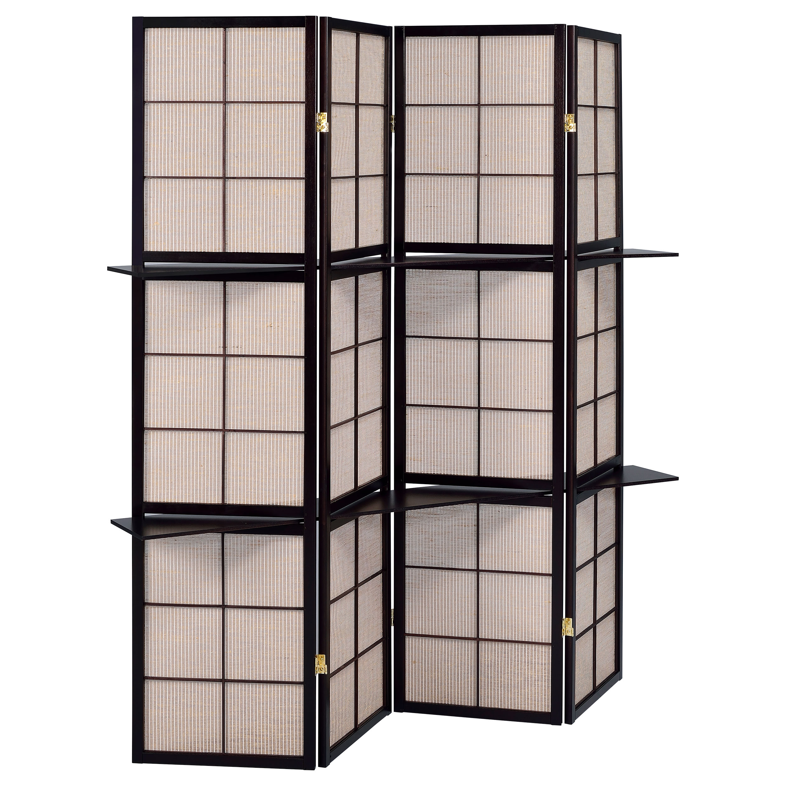Coaster Furniture Iggy Cappuccino Tan 4 Panel Room Divider Folding Shoji Sc...