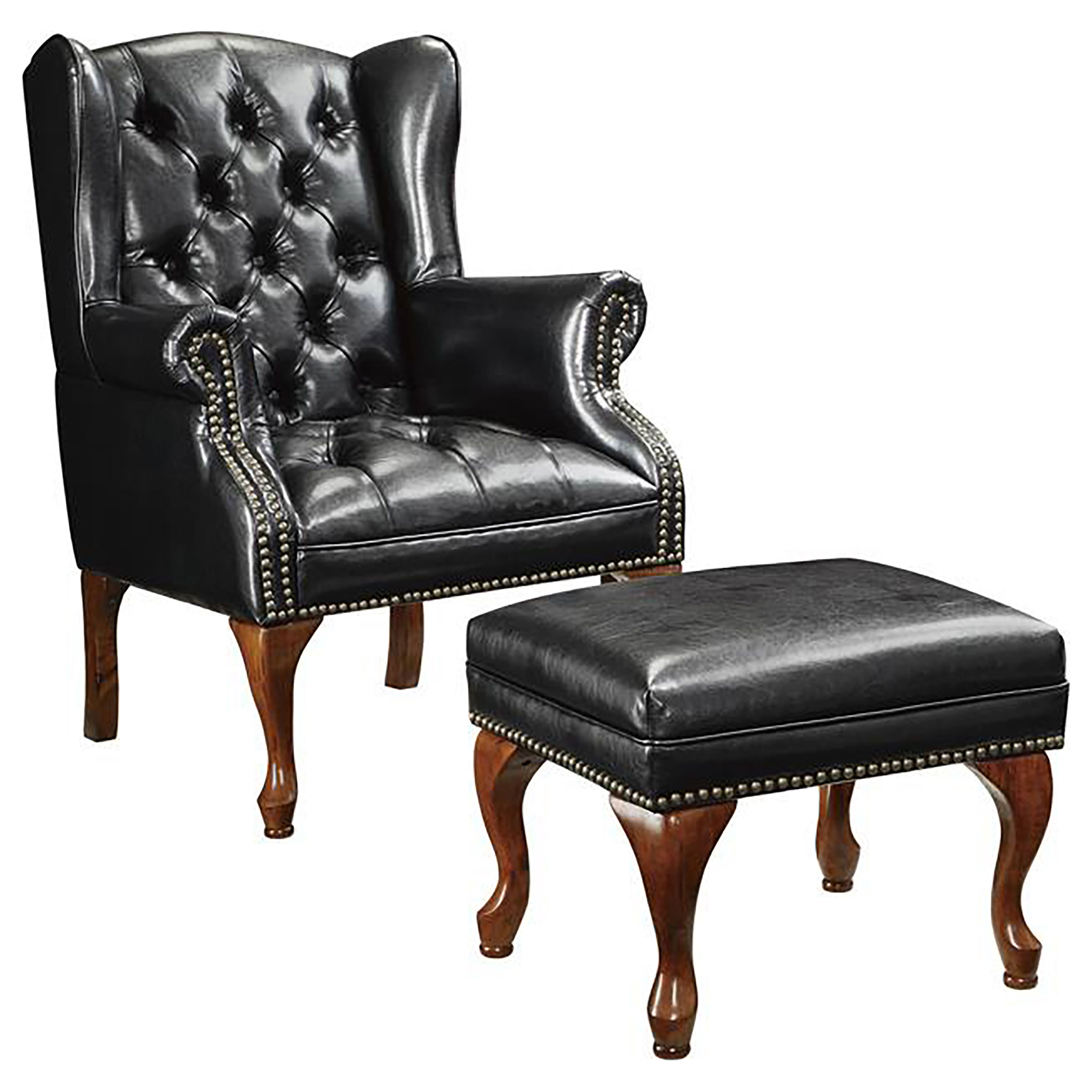 Coaster Furniture Roberts Black Button Tufted Accent Chair with Ottoman