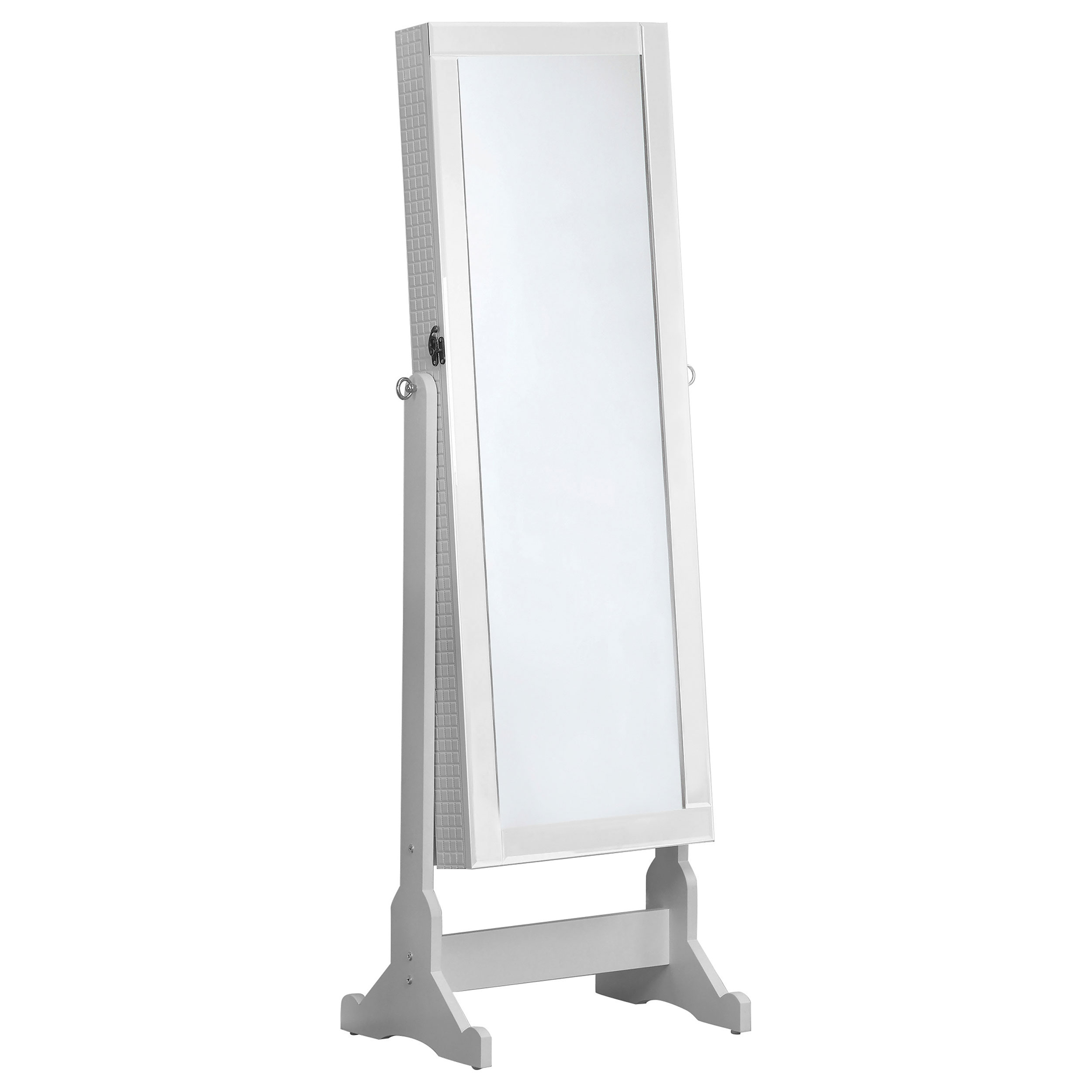Coaster Furniture Zayas White Storage Jewelry Cheval Mirror