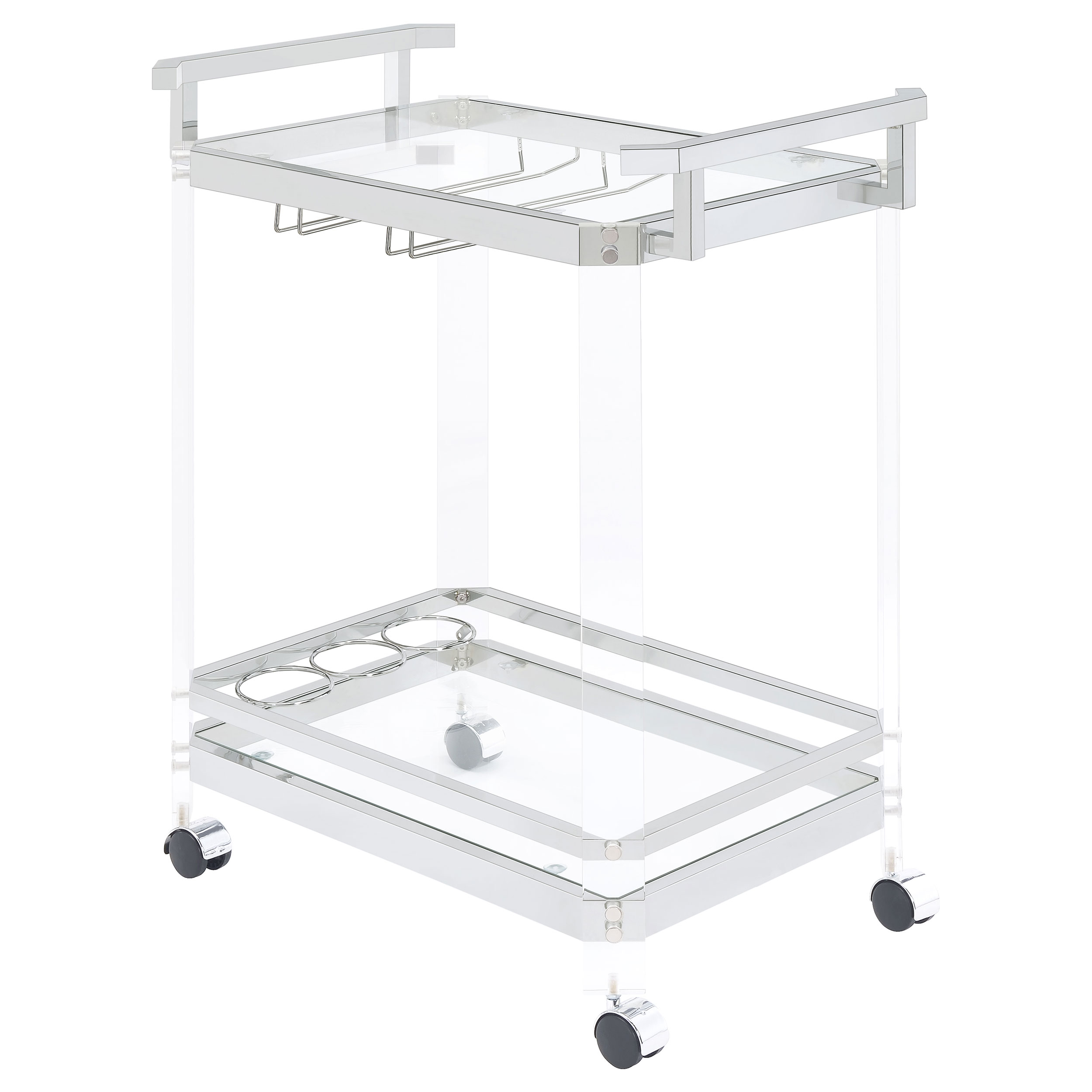 Coaster Furniture Jefferson Clear Chrome 2 Tier Glass Bar Cart