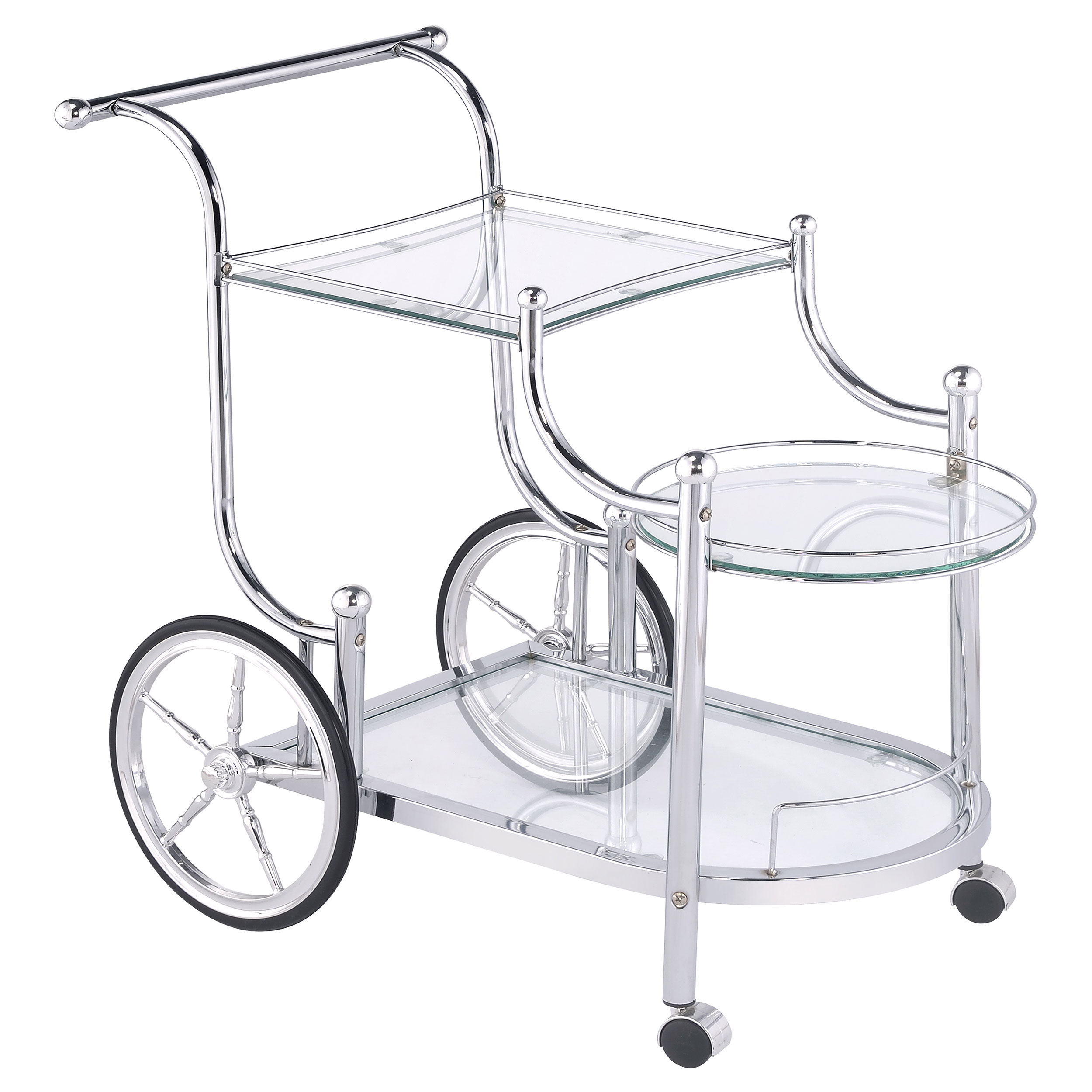 Coaster Furniture Sarandon Silver Chrome 3 Tier Bar Cart