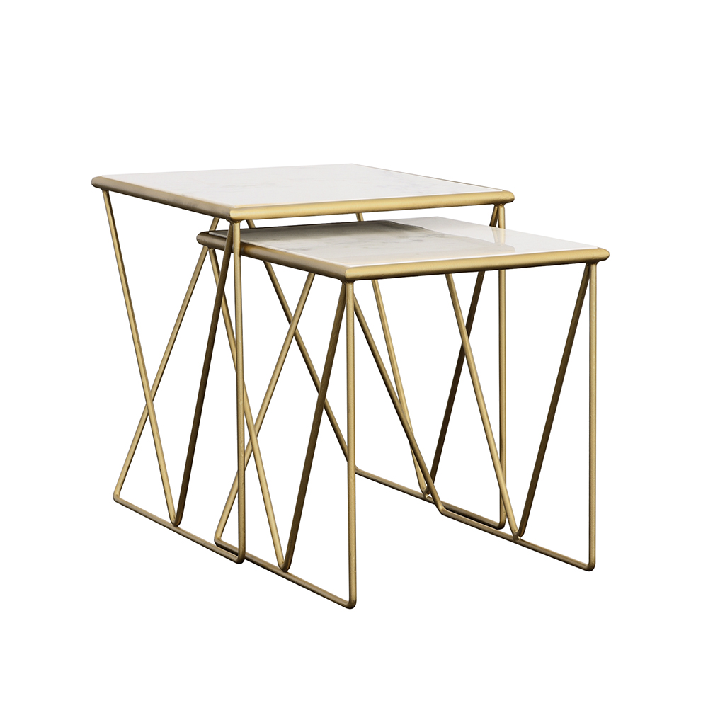 Coaster Furniture Bette White Gold 2pc Nesting Table Set