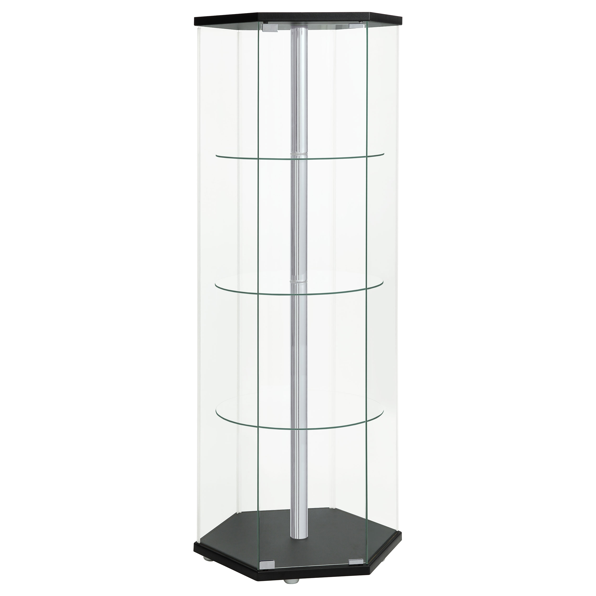 Coaster Furniture Zahavah Black 4 Shelf Hexagon Shaped Curio Cabinet