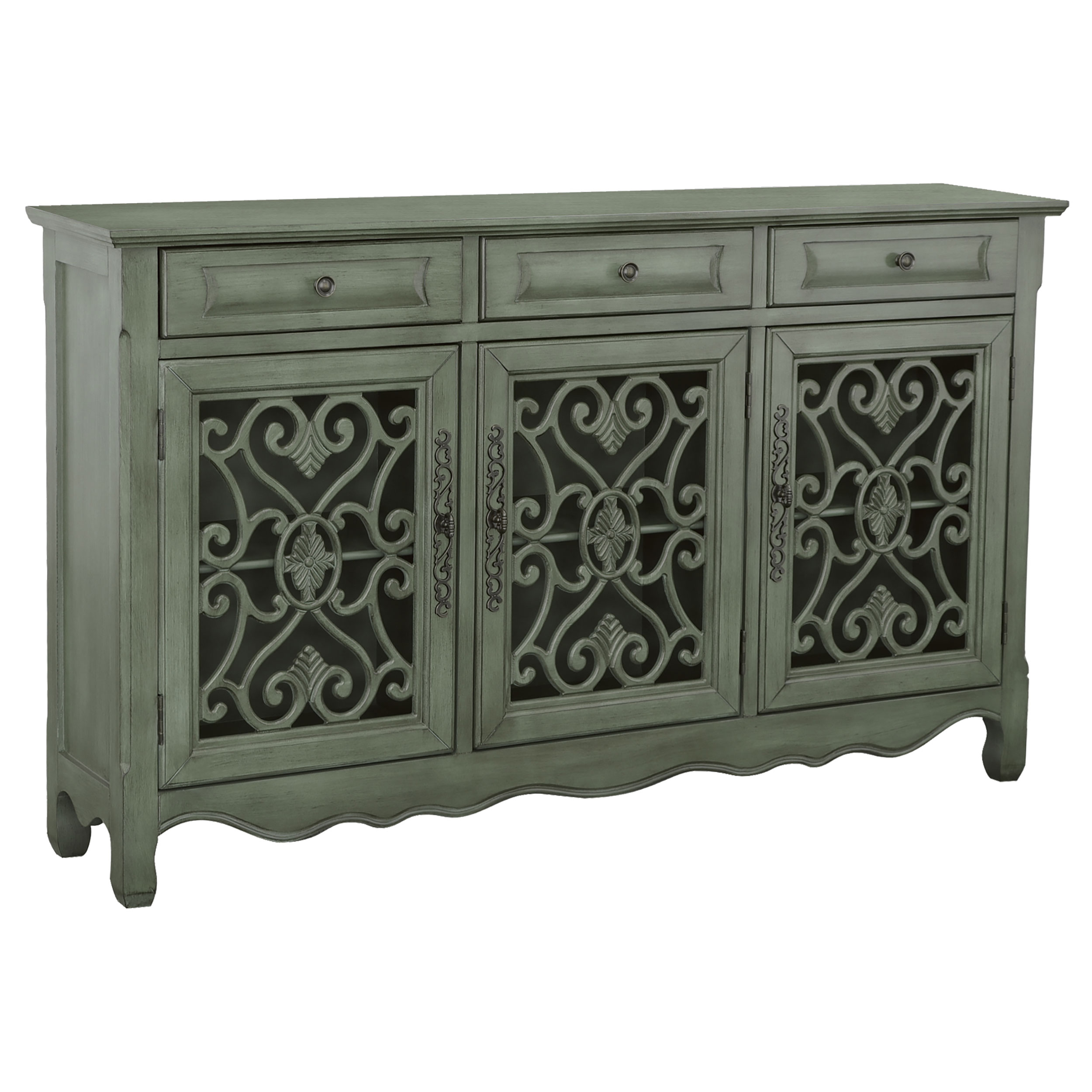 Coaster Furniture Madeline Distressed Green 3 Doors Accent Cabinet
