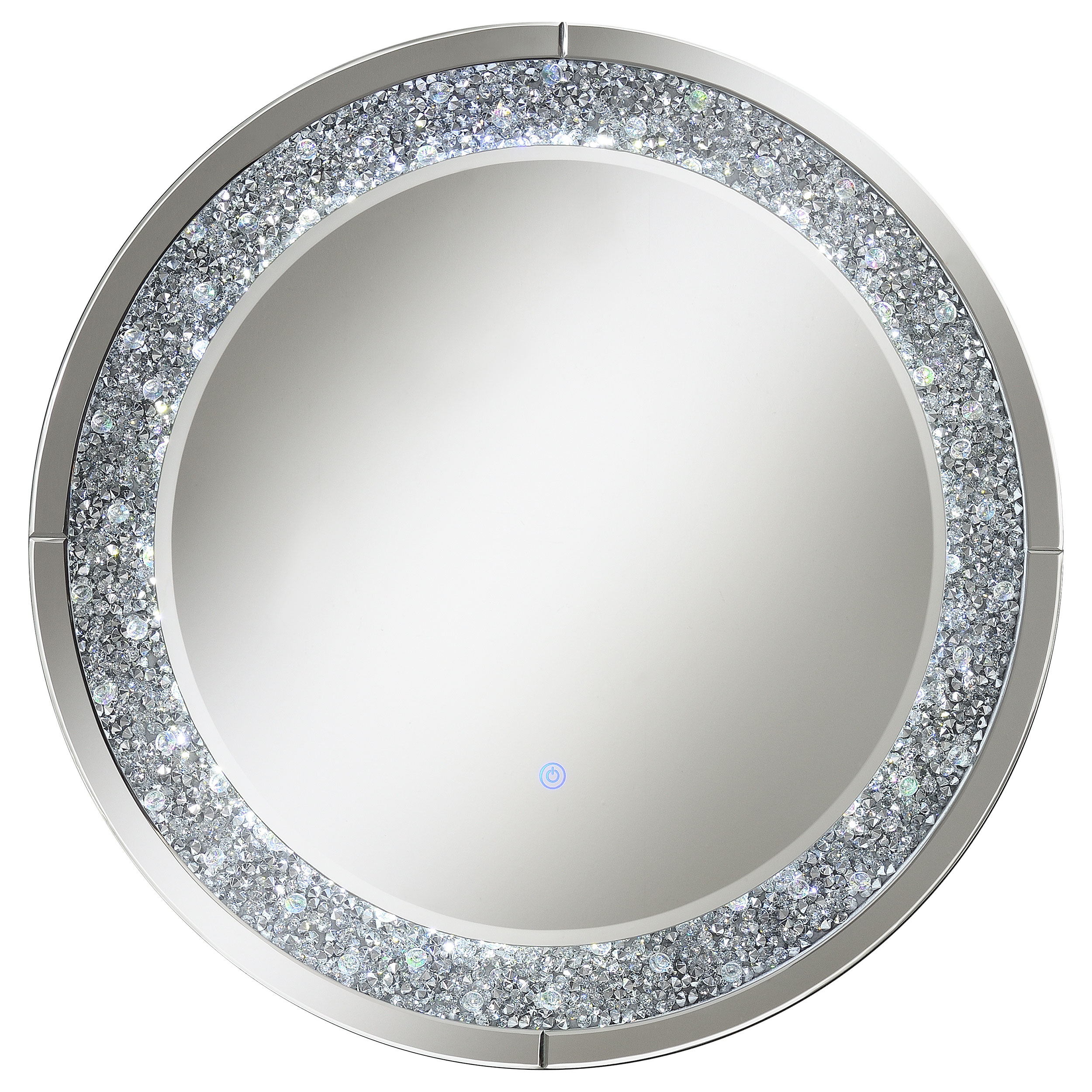 Coaster Furniture Lixue Silver Round Wall Mirror with LED Lighting